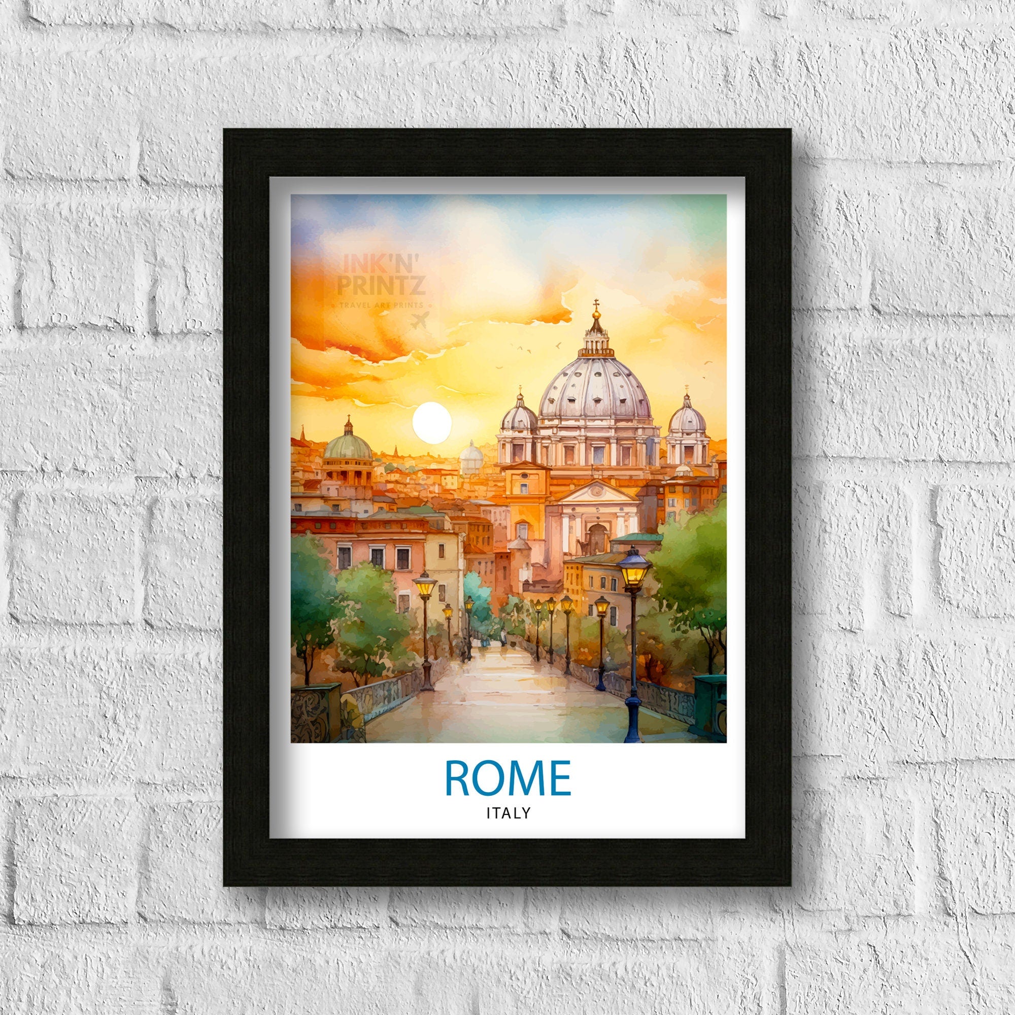 Rome Italy Travel Print Rome Wall Art Italy Travel Poster Rome Home Decor Italy Illustration Travel Gift for Rome Italy Wall Art