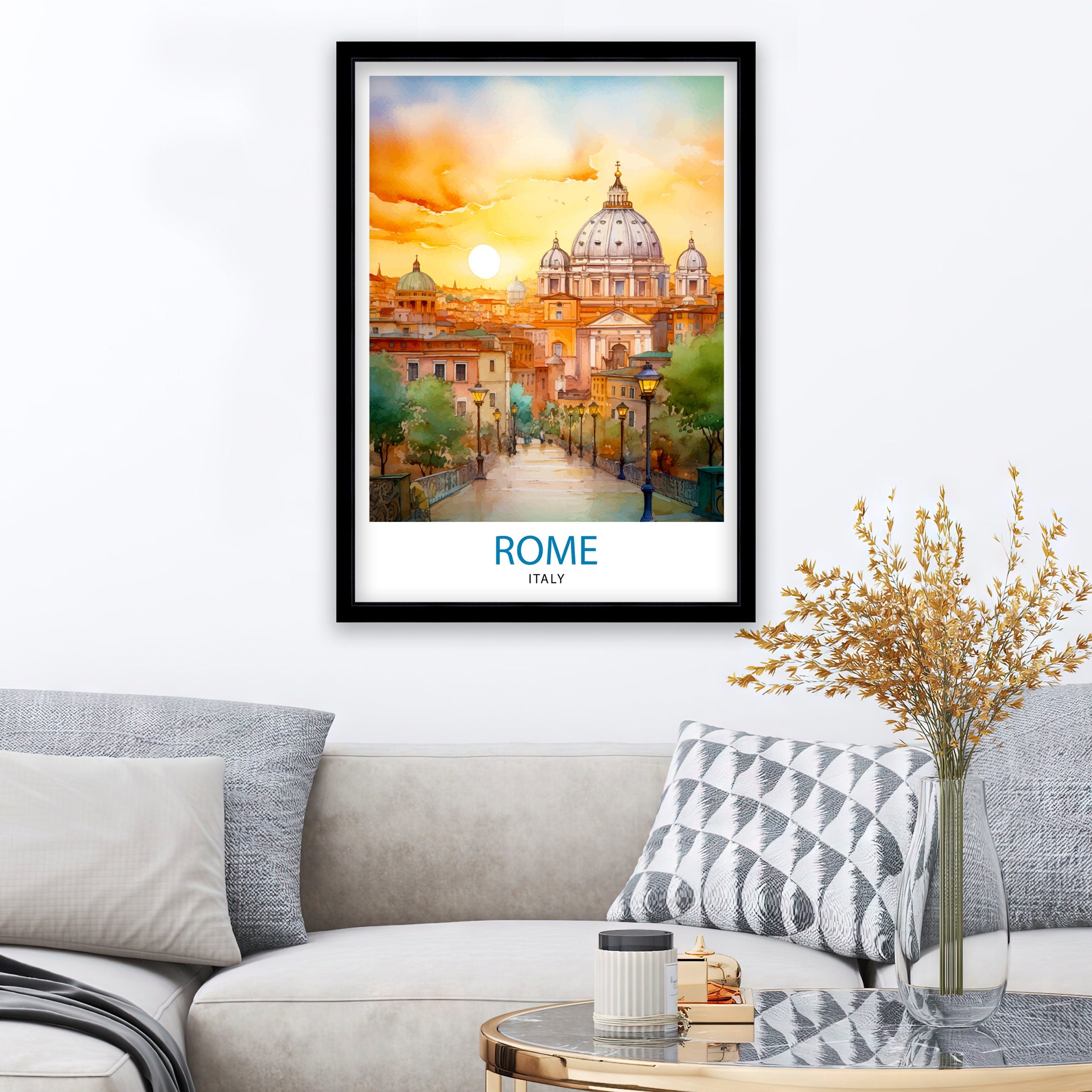 Rome Italy Travel Print Rome Wall Art Italy Travel Poster Rome Home Decor Italy Illustration Travel Gift for Rome Italy Wall Art