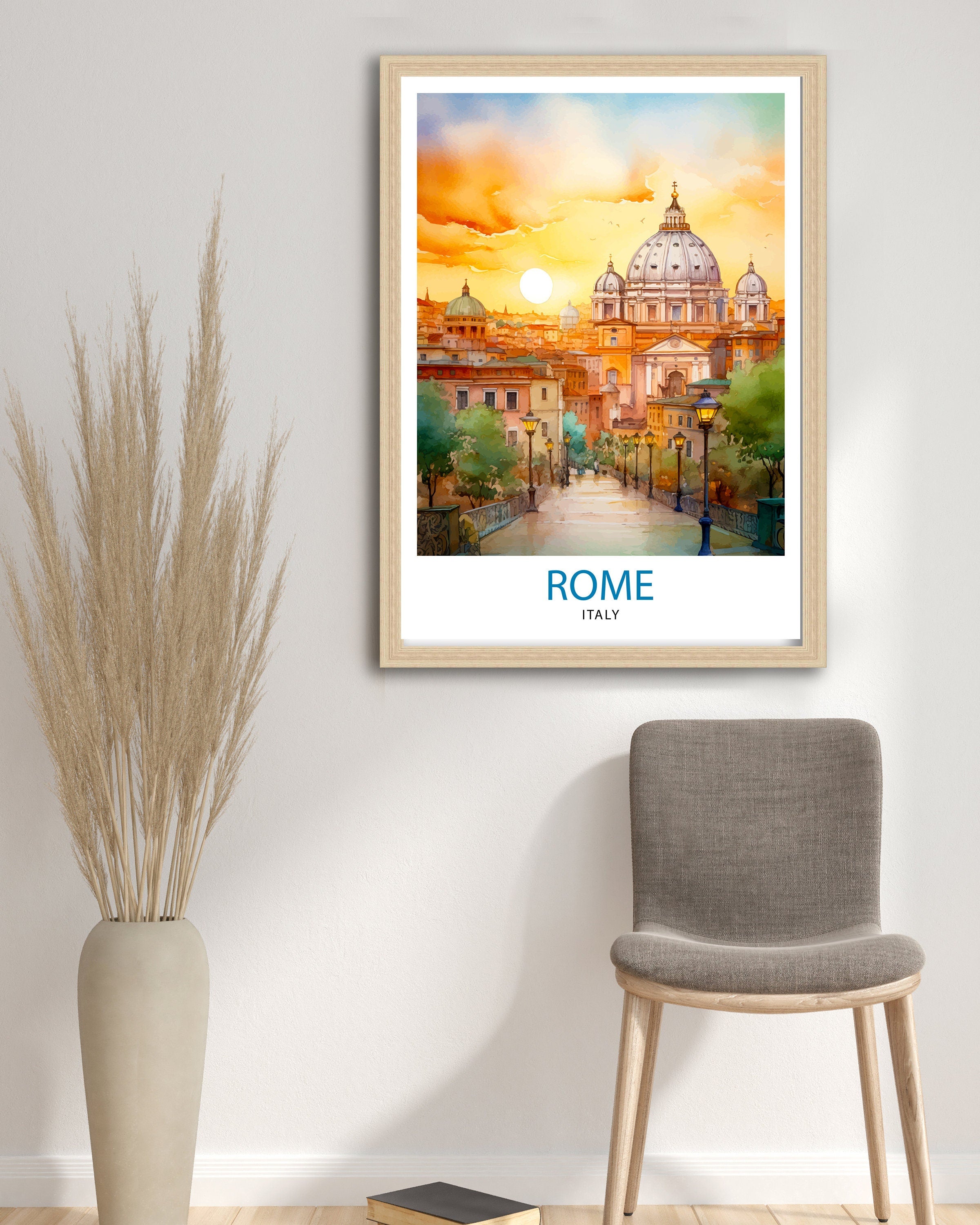 Rome Italy Travel Print Rome Wall Art Italy Travel Poster Rome Home Decor Italy Illustration Travel Gift for Rome Italy Wall Art