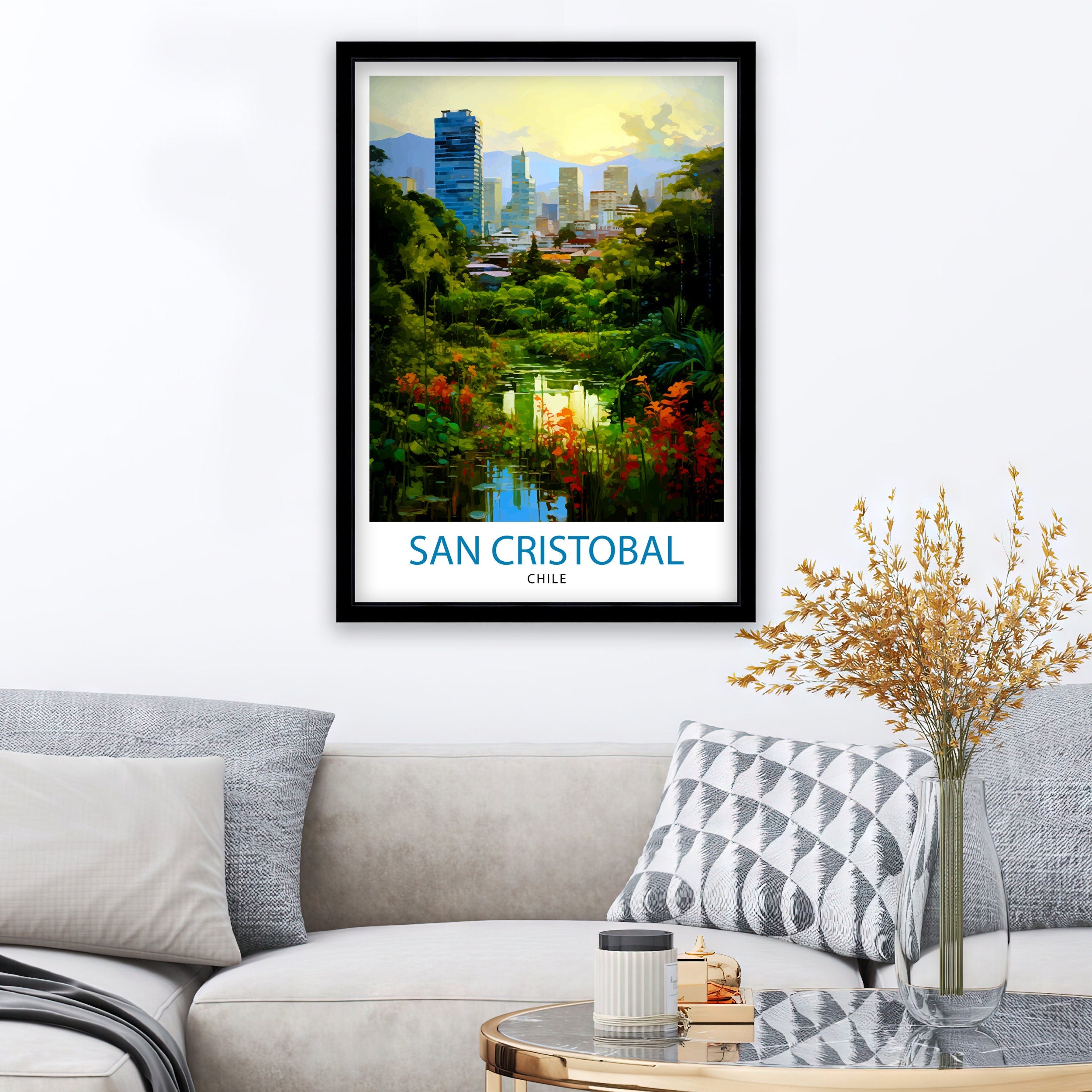 San Cristobal Chile Travel Print San Cristobal Wall Decor San Cristobal Poster Chile Travel Prints San Cristobal Art Print San Cristobal
