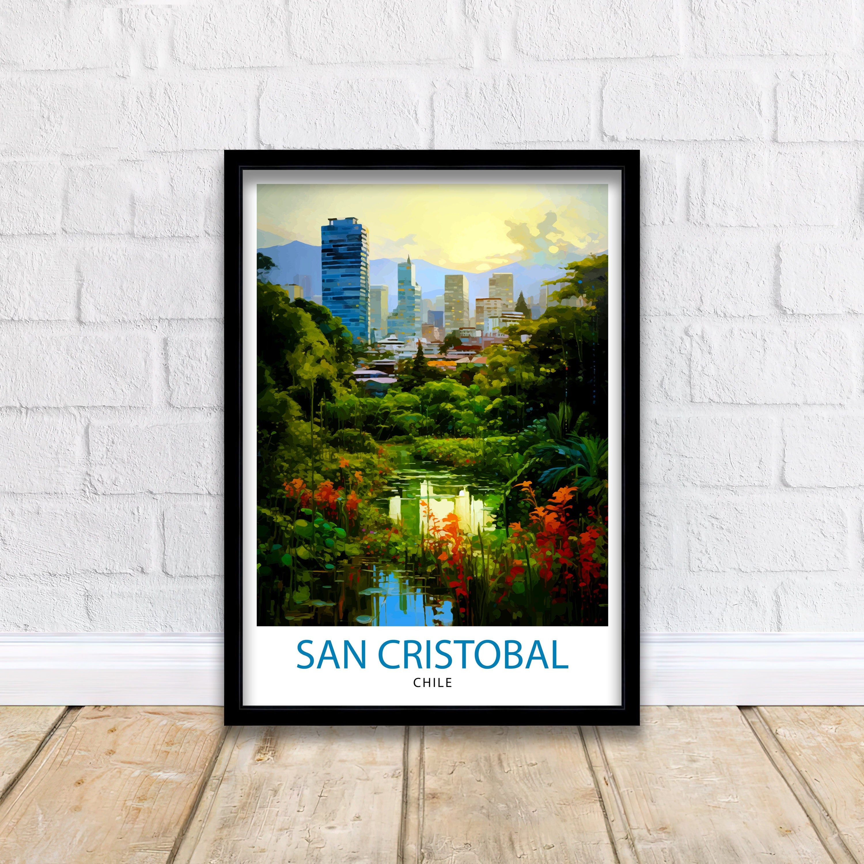 San Cristobal Chile Travel Print San Cristobal Wall Decor San Cristobal Poster Chile Travel Prints San Cristobal Art Print San Cristobal