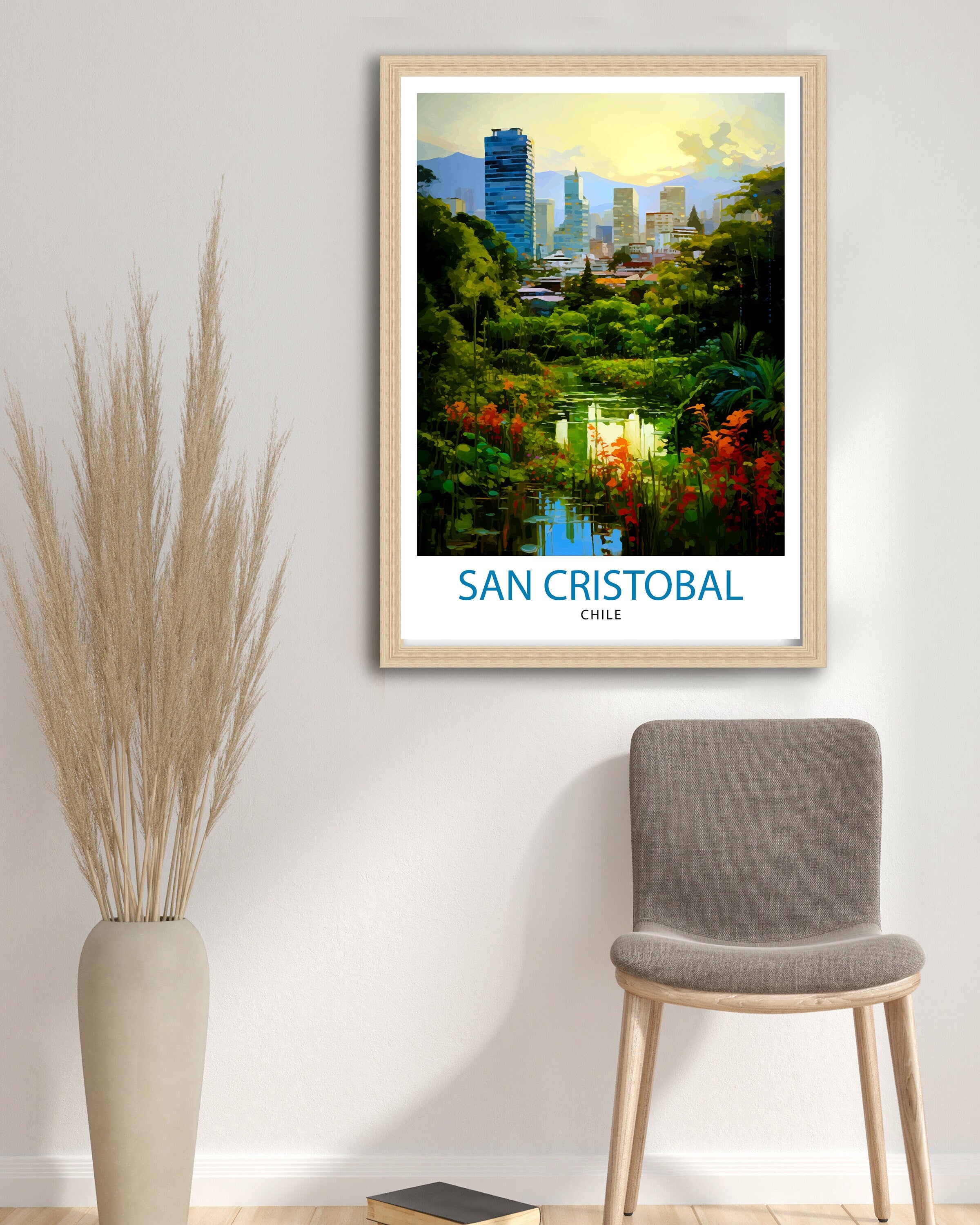 San Cristobal Chile Travel Print San Cristobal Wall Decor San Cristobal Poster Chile Travel Prints San Cristobal Art Print San Cristobal