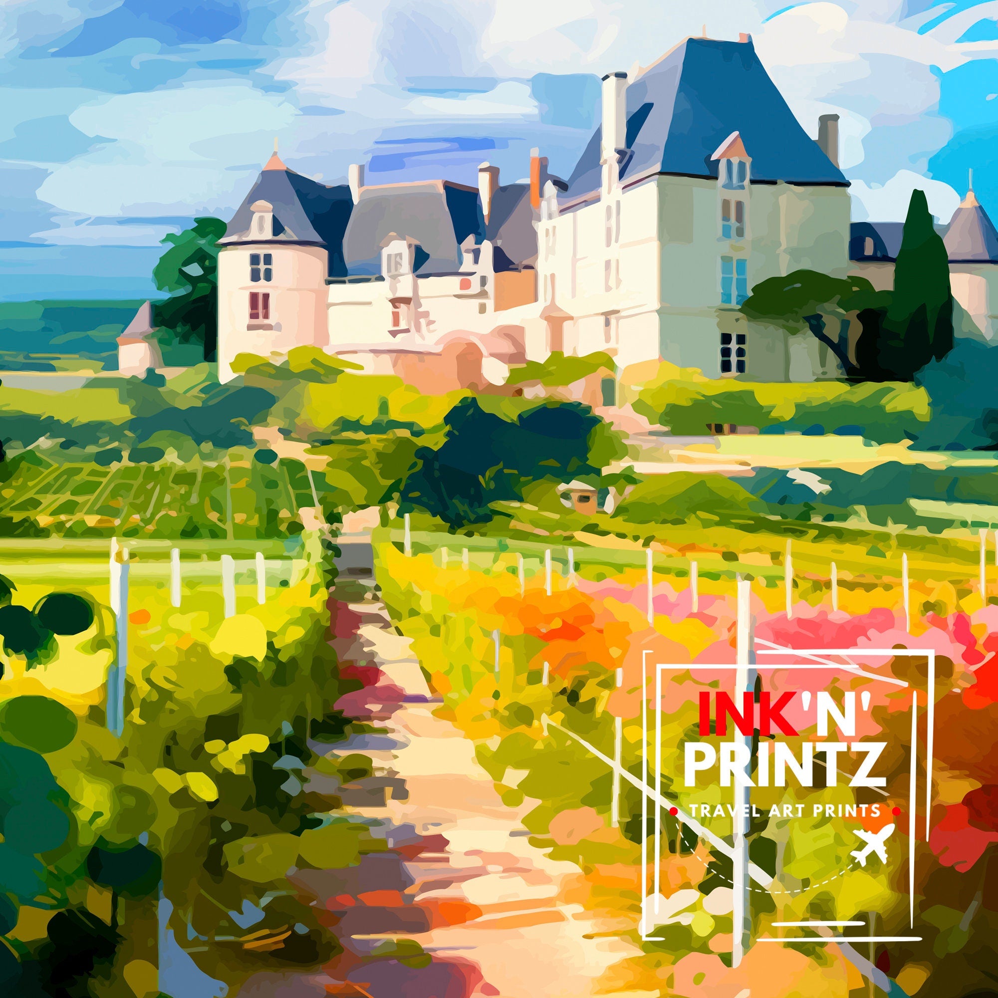 Loire Valley France Travel Print France Wall Decor Loire Valley Poster Châteaux de la Loire Prints France Art Print Loire Valley