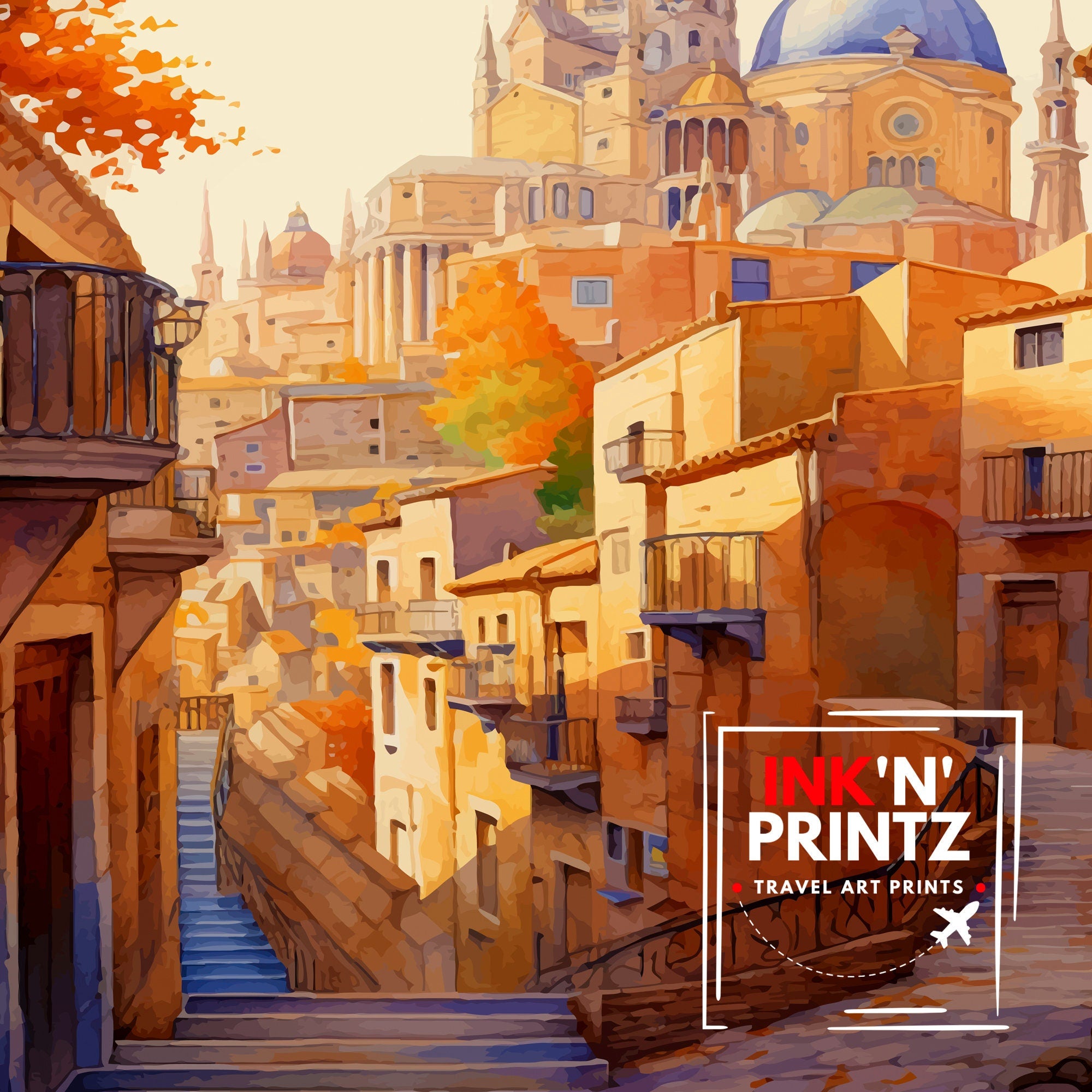 Toledo Spain Travel Print Toledo Wall Decor Toledo Poster Spain Travel Prints Toledo Art Print Toledo Illustration Toledo Wall Art