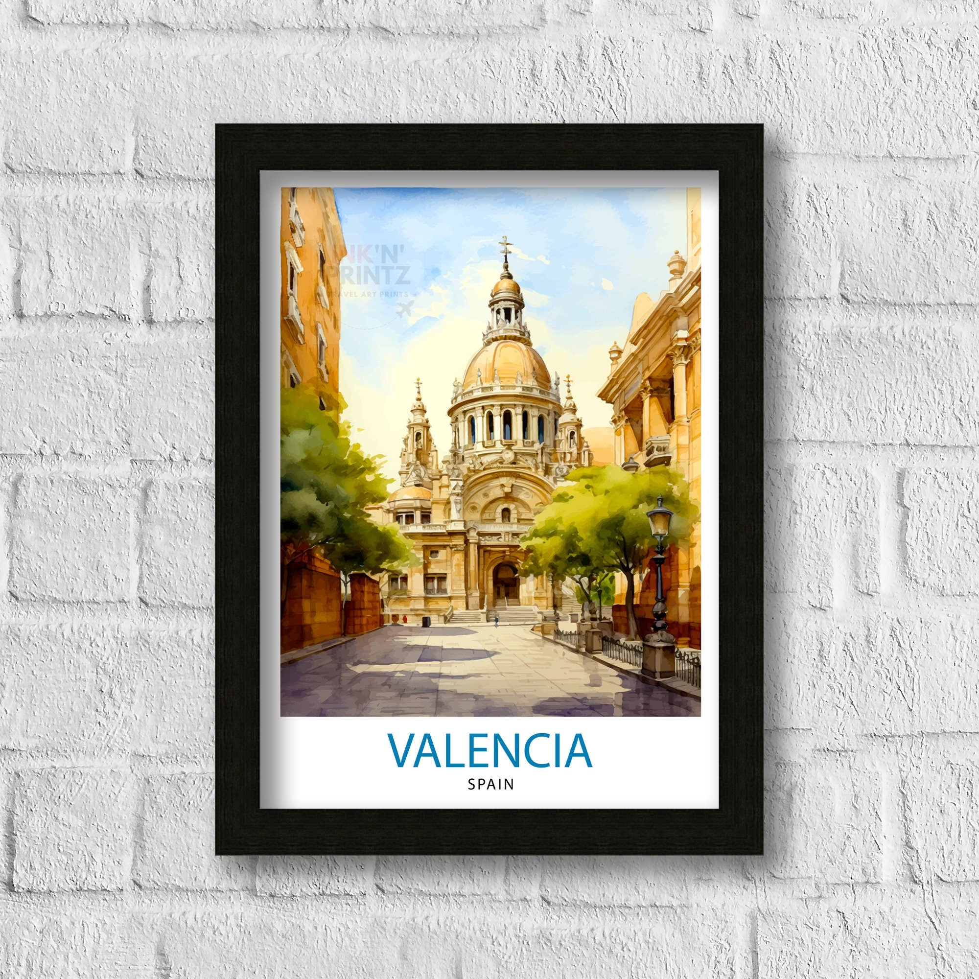 Valencia Travel Print Valencia Wall Decor Valencia Home Living Decor Valencia Spain City Print Capital City Valencia Illustration