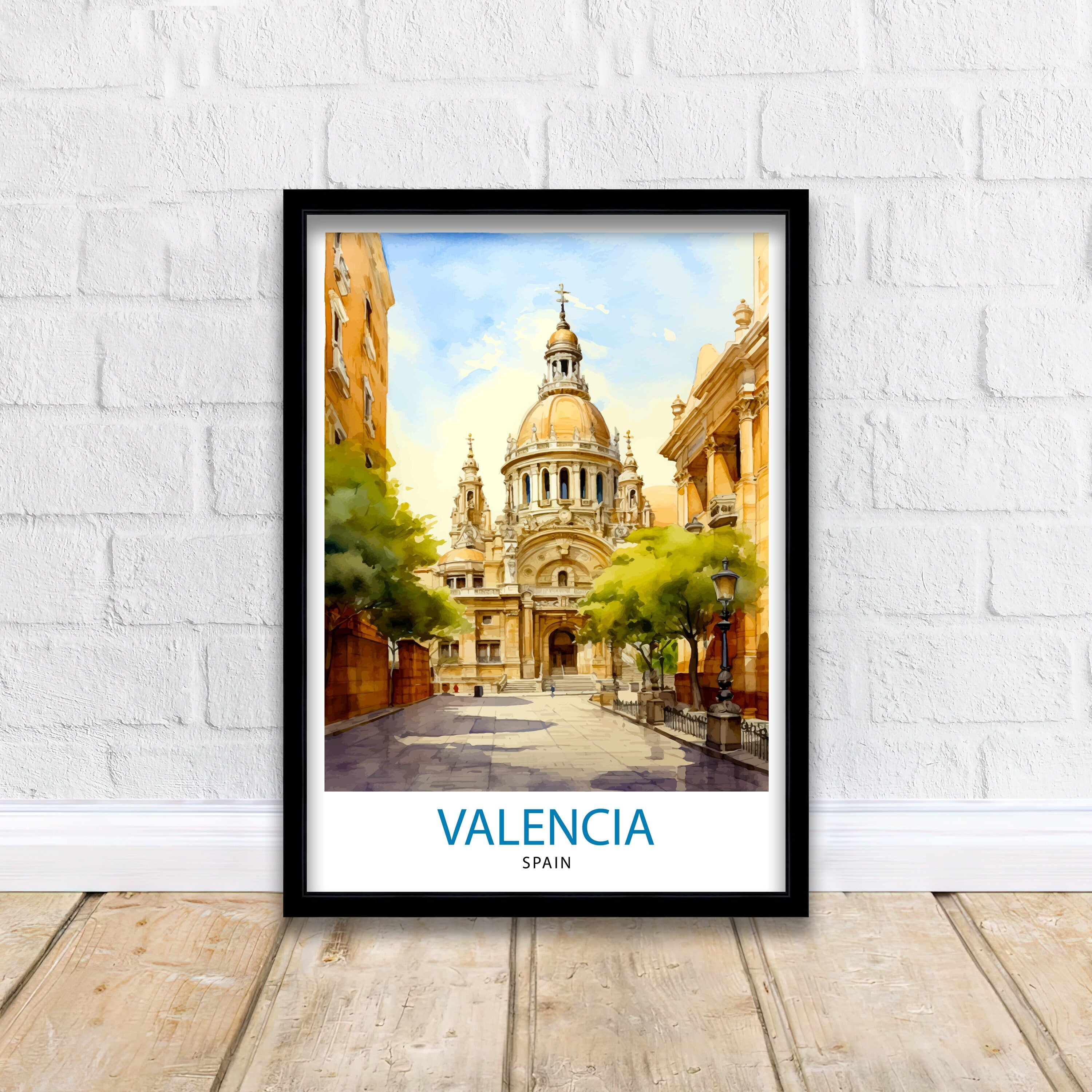 Valencia Travel Print Valencia Wall Decor Valencia Home Living Decor Valencia Spain City Print Capital City Valencia Illustration