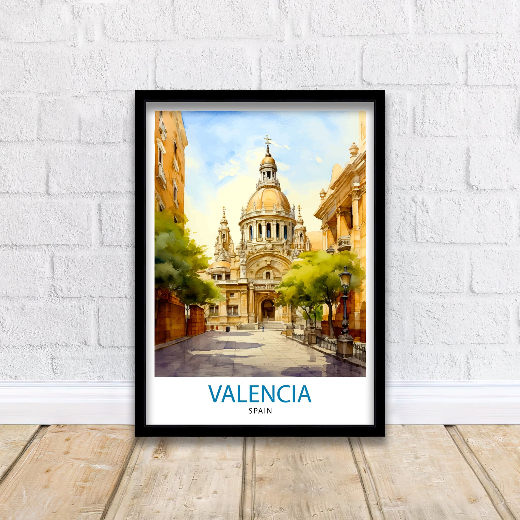 Valencia Travel Print Valencia Wall Decor Valencia Home Living Decor Valencia Spain City Print Capital City Valencia Illustration