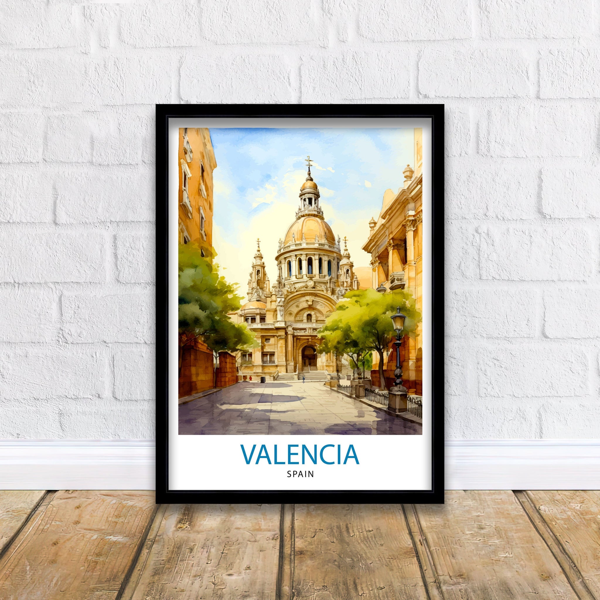 Valencia Travel Print Valencia Wall Decor Valencia Home Living Decor Valencia Spain City Print Capital City Valencia Illustration