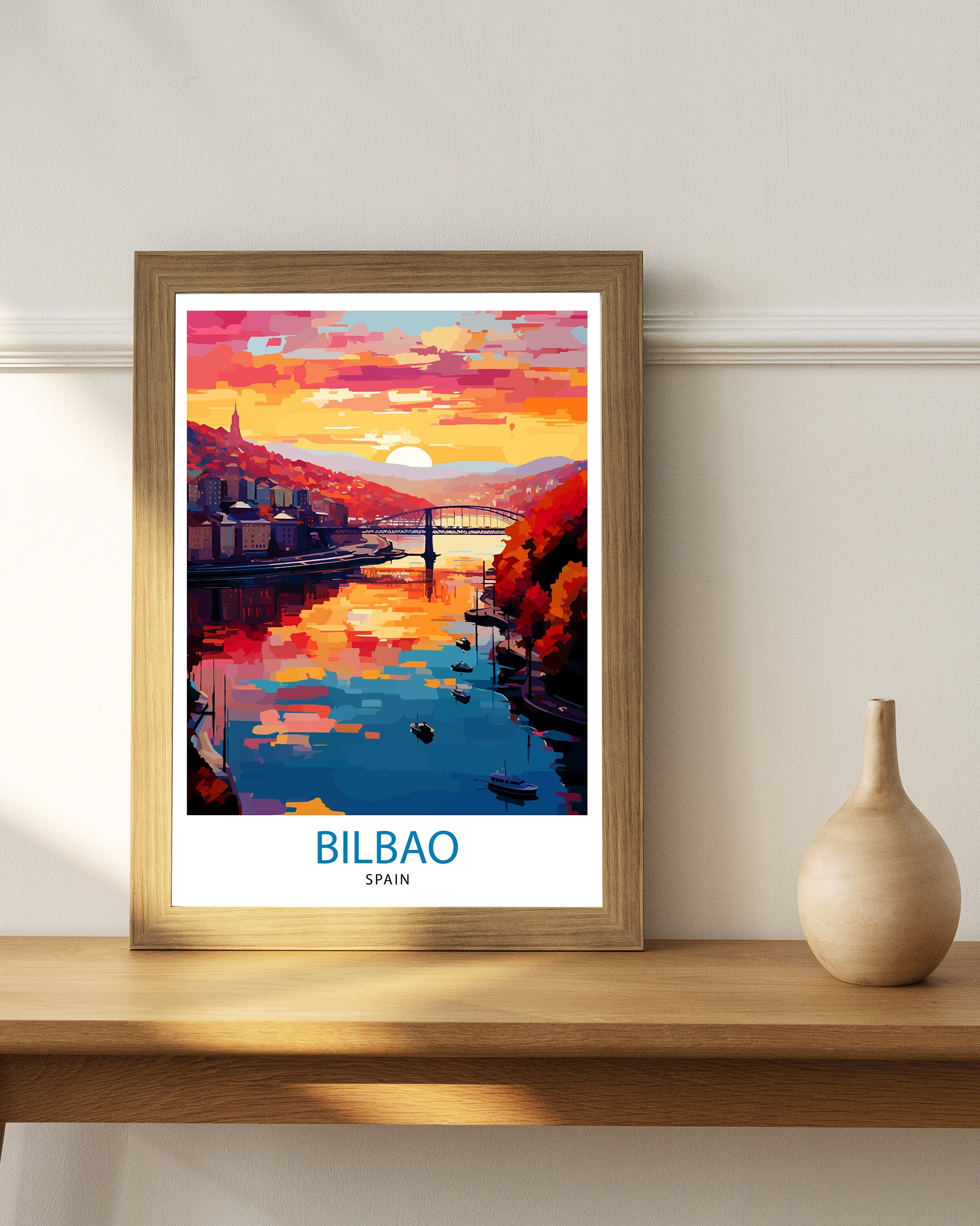 Bilbao Spain Travel Print Bilbao Wall Decor Bilbao Home Living Decor Bilbao Illustration Travel Poster Gift For Bilbao Spain Home Decor