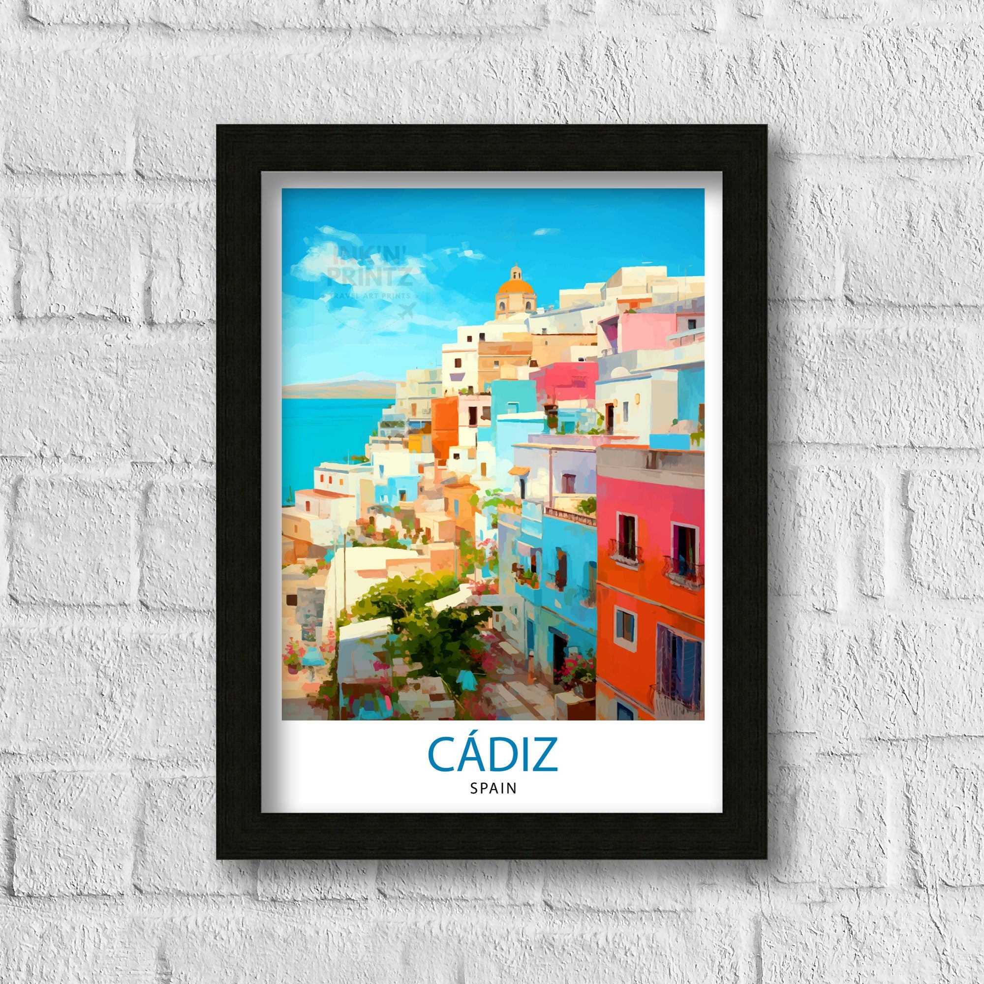 Cadiz Spain Travel Print Cadiz Wall Decor Cadiz Home Living Decor Cadiz Illustration Travel Poster Gift for Cadiz Spain Home Decor