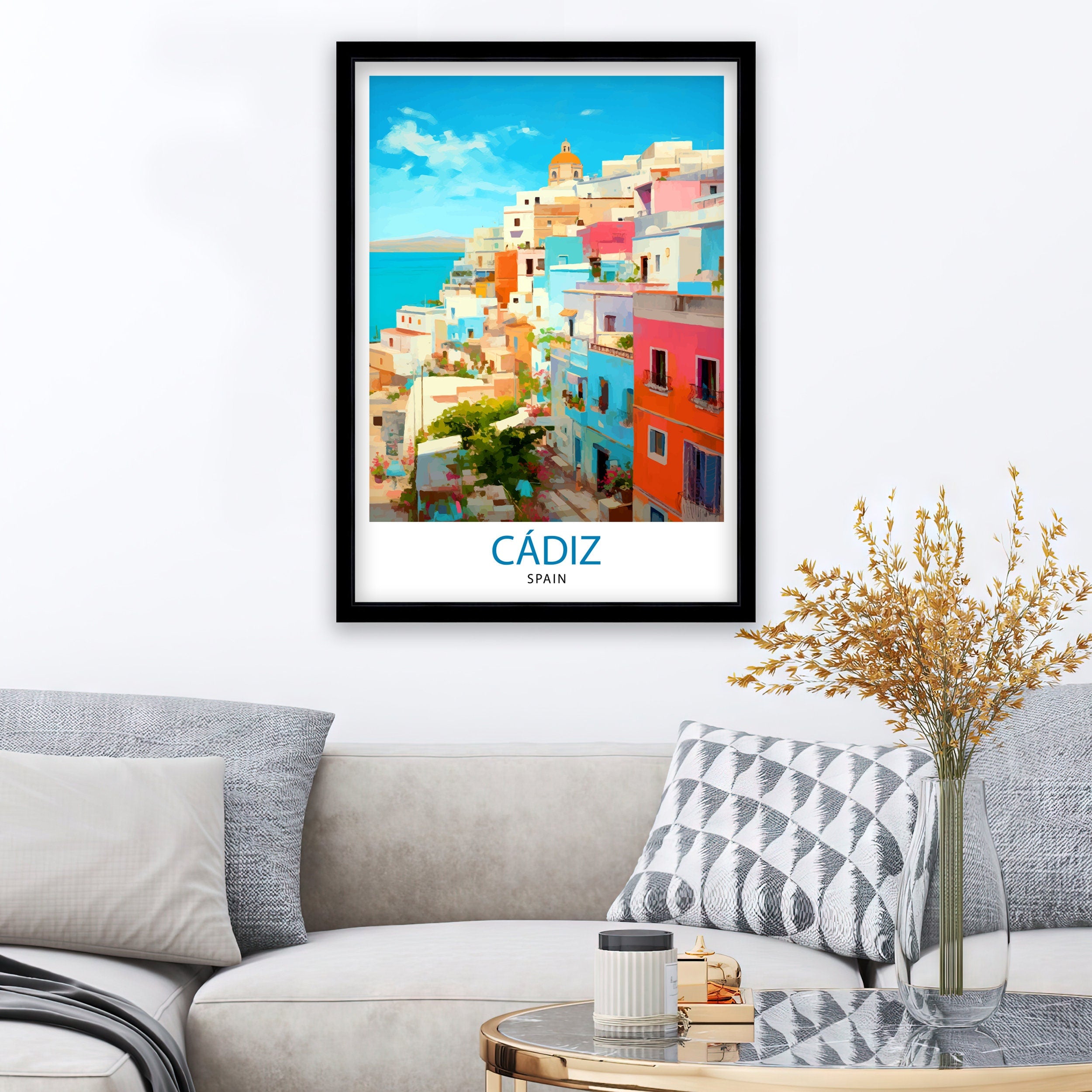 Cadiz Spain Travel Print Cadiz Wall Decor Cadiz Home Living Decor Cadiz Illustration Travel Poster Gift for Cadiz Spain Home Decor