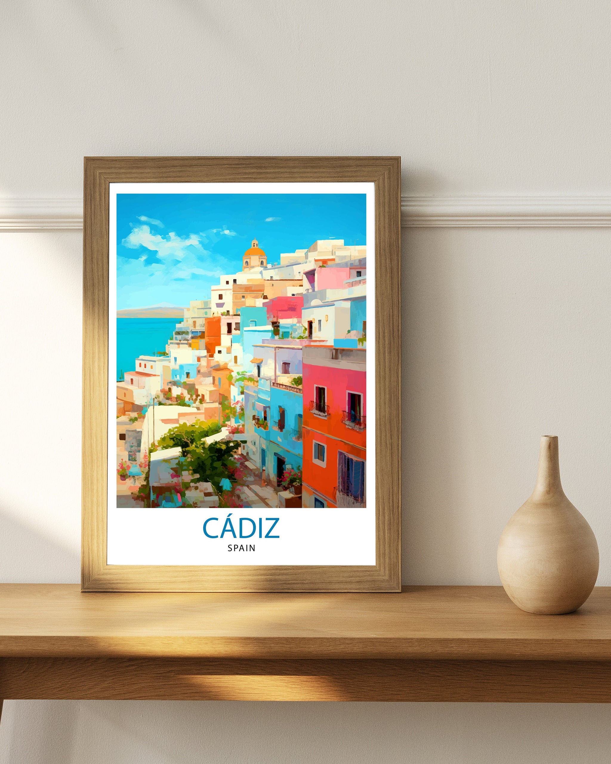 Cadiz Spain Travel Print Cadiz Wall Decor Cadiz Home Living Decor Cadiz Illustration Travel Poster Gift for Cadiz Spain Home Decor