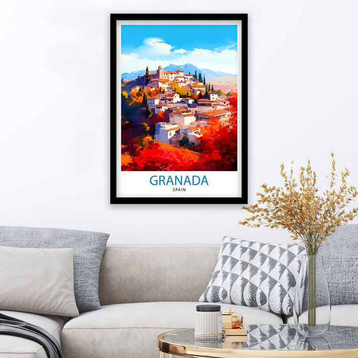 Granada Spain Travel Poster Granada Wall Art Spain Travel Poster Granada Home Decor Granada Spain Illustration Travel Posters