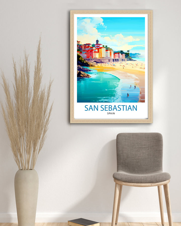 San Sebastian Spain Travel Poster San Sebastian