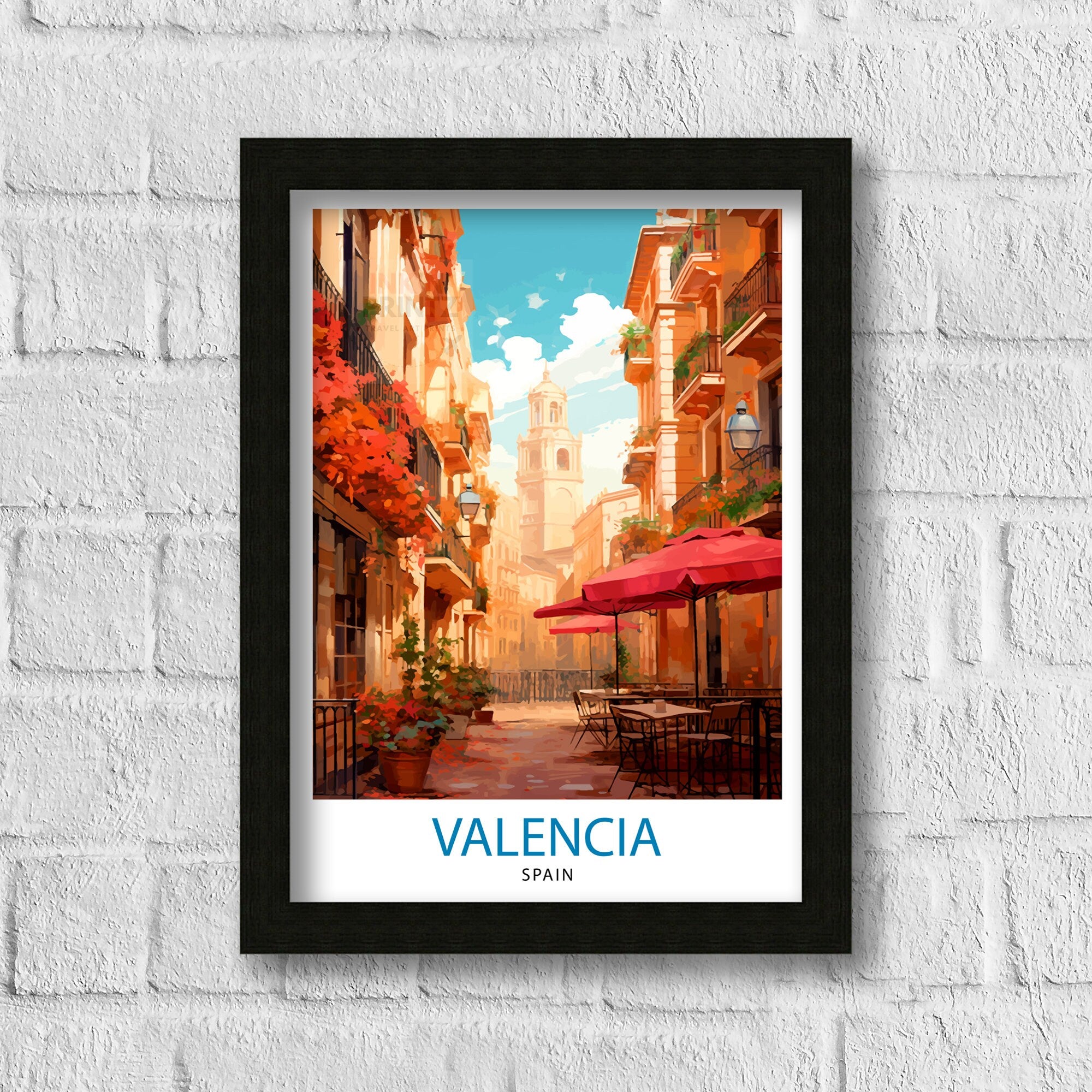 Valencia Travel Print Valencia Wall Decor Valencia Home Living Decor Valencia Spain City Print Capital City Valencia Illustration