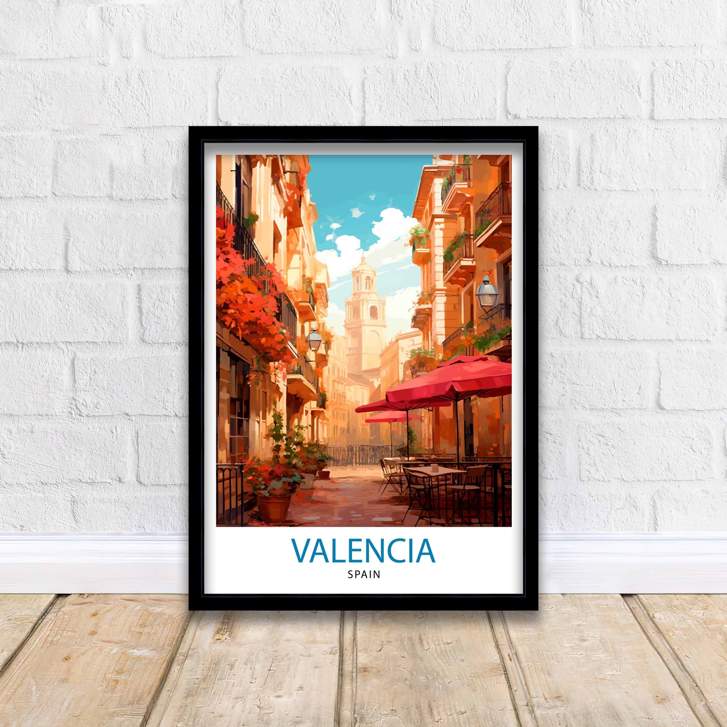 Valencia Travel Print Valencia Wall Decor Valencia Home Living Decor Valencia Spain City Print Capital City Valencia Illustration