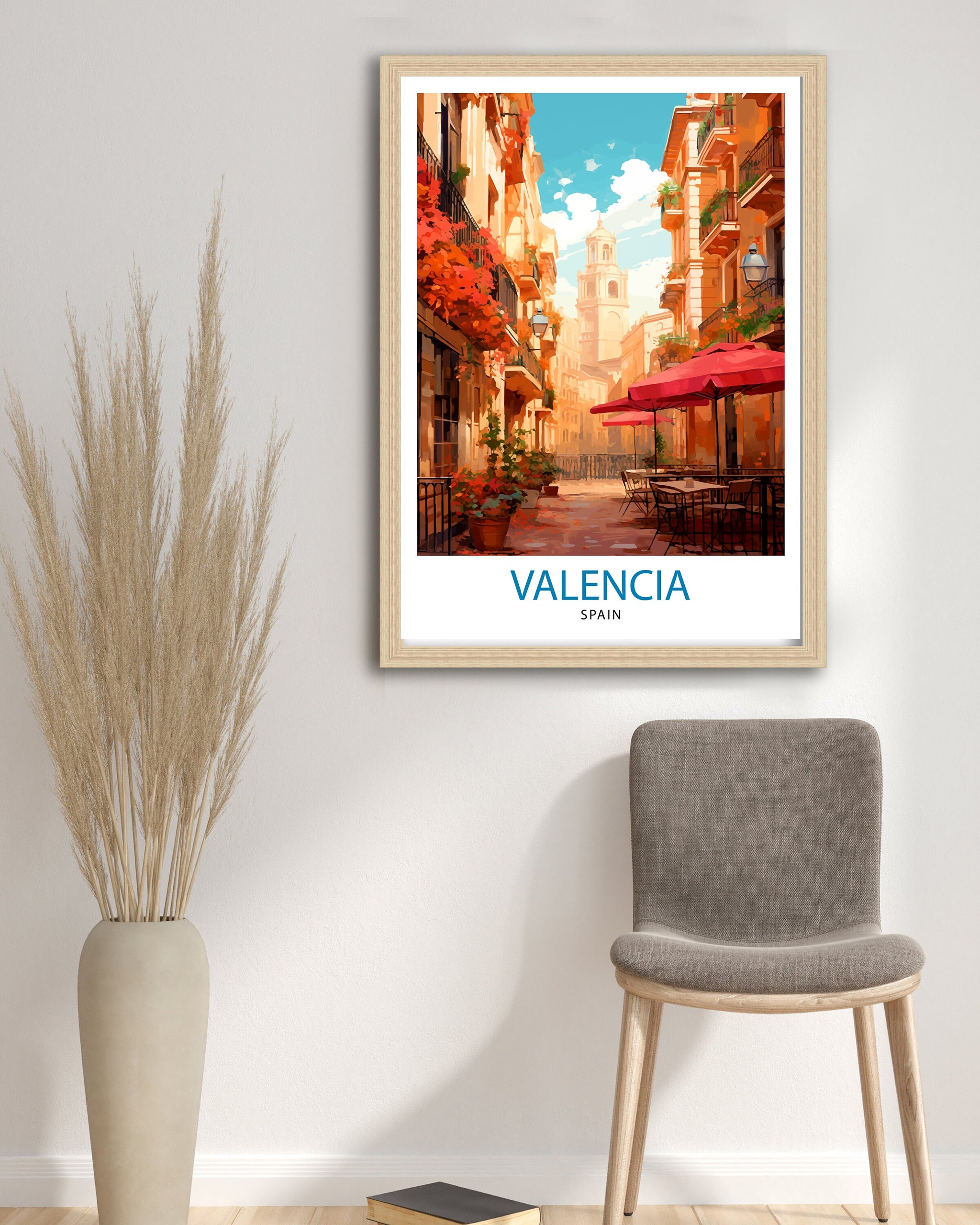 Valencia Travel Print Valencia Wall Decor Valencia Home Living Decor Valencia Spain City Print Capital City Valencia Illustration