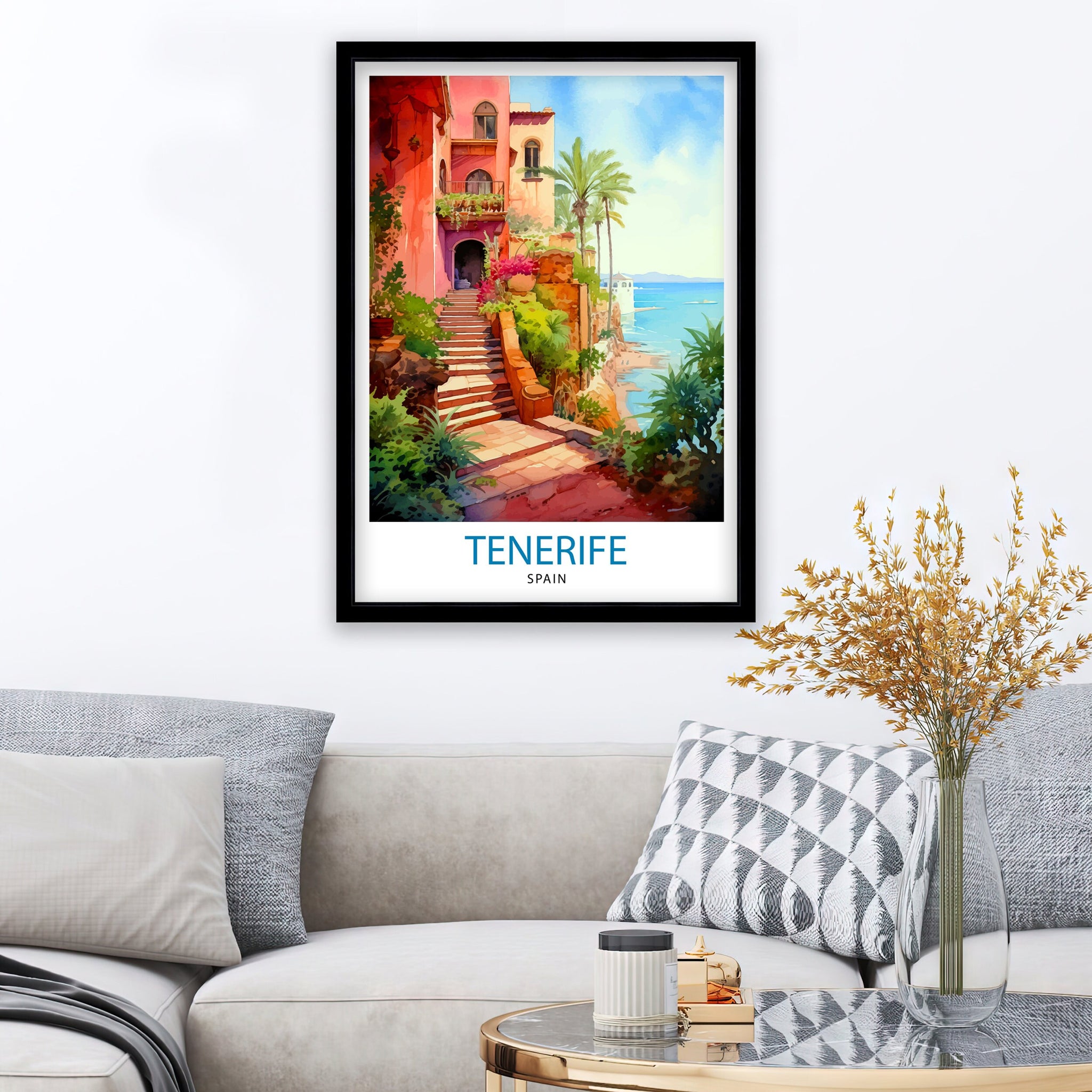 Tenerife Spain Travel Print Tenerife Wall Decor Tenerife Home Living Decor Tenerife Illustration Travel Poster Gift For Tenerife Spain Home