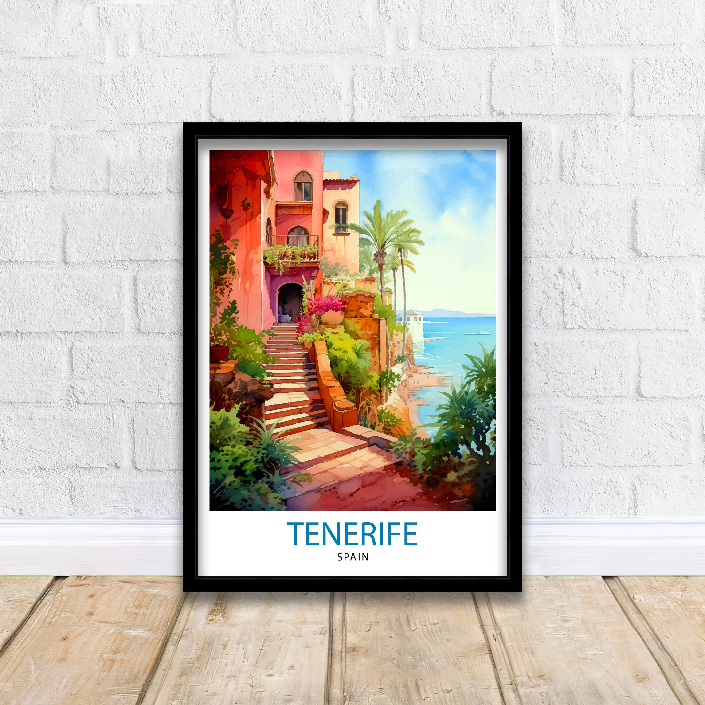 Tenerife Spain Travel Print Tenerife Wall Decor Tenerife Home Living Decor Tenerife Illustration Travel Poster Gift For Tenerife Spain Home