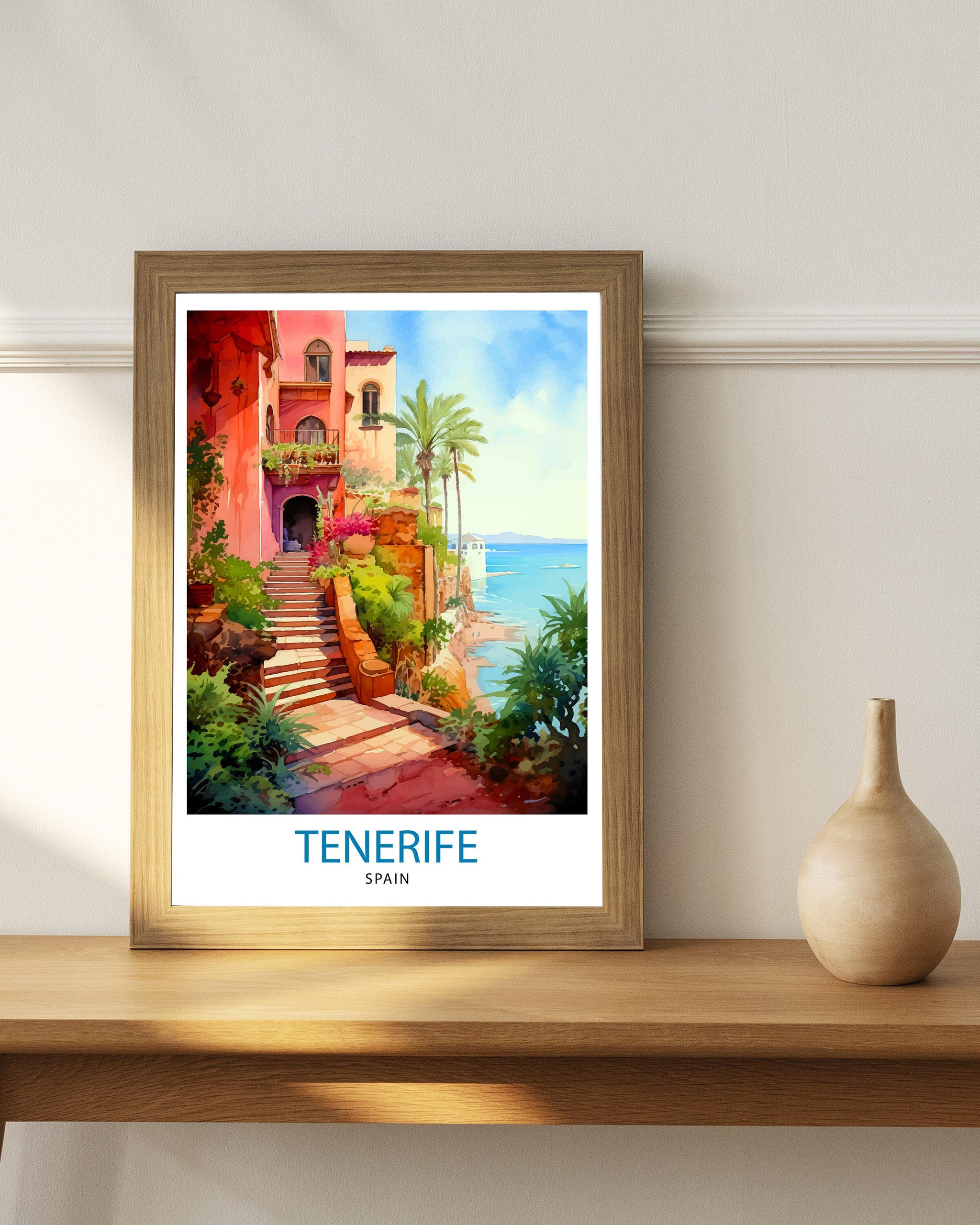 Tenerife Spain Travel Print Tenerife Wall Decor Tenerife Home Living Decor Tenerife Illustration Travel Poster Gift For Tenerife Spain Home