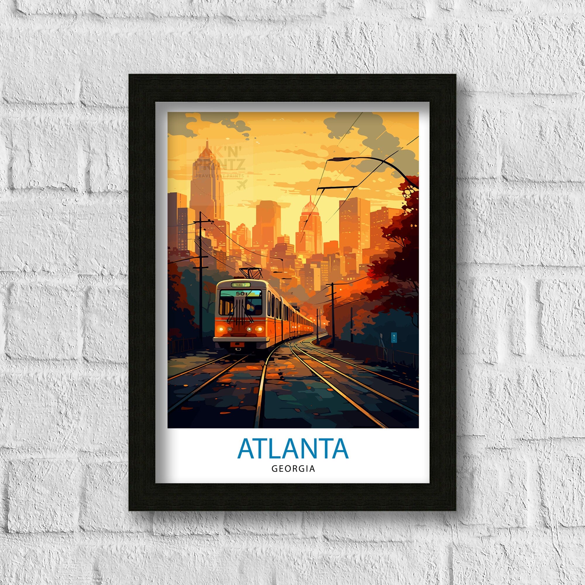 Atlanta Travel Print| Atlanta Wall Art Atlanta Home Atlanta Illustration Travel Poster Georgia Gift Atlanta Skyline Atlanta Georgia