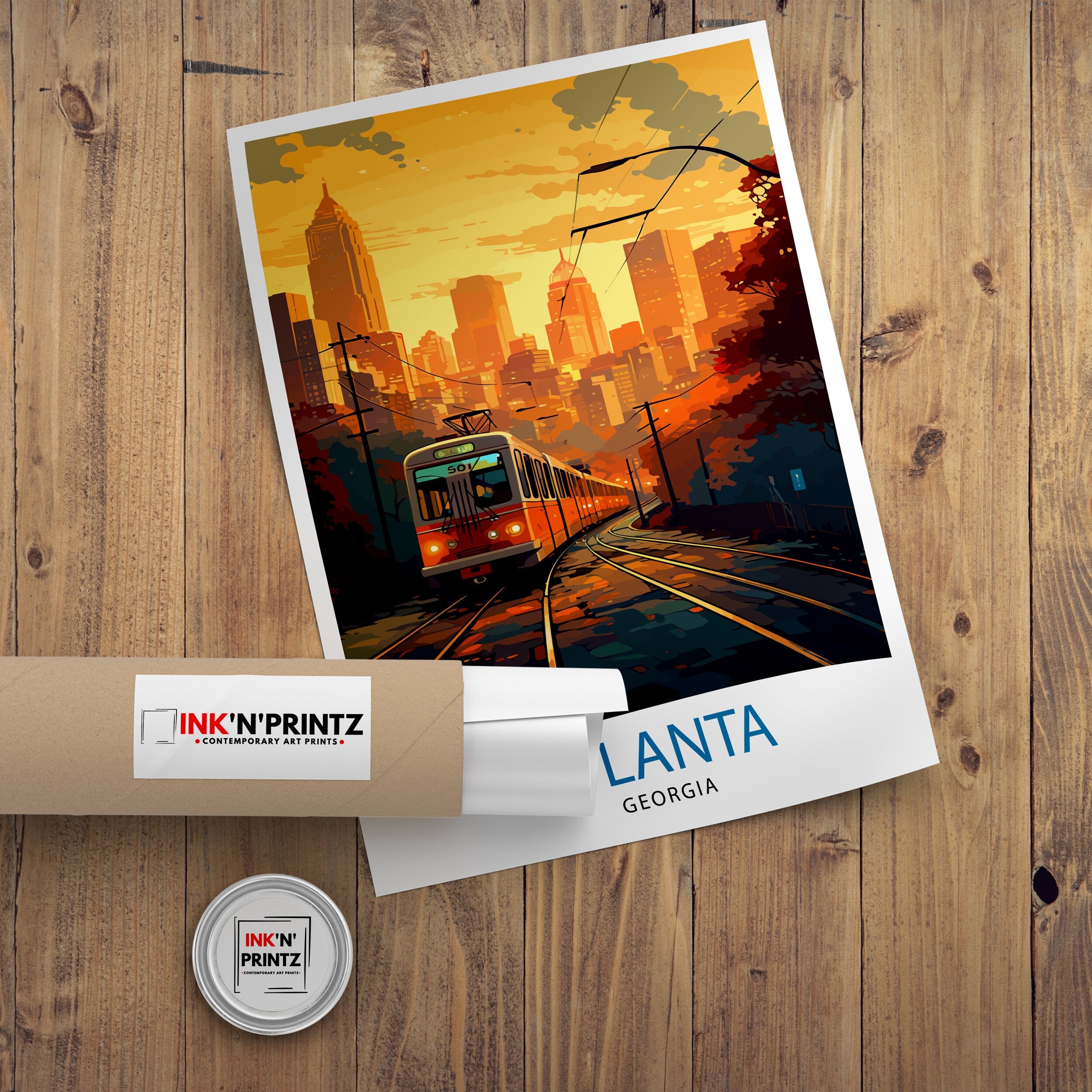 Atlanta Travel Print| Atlanta Wall Art Atlanta Home Atlanta Illustration Travel Poster Georgia Gift Atlanta Skyline Atlanta Georgia