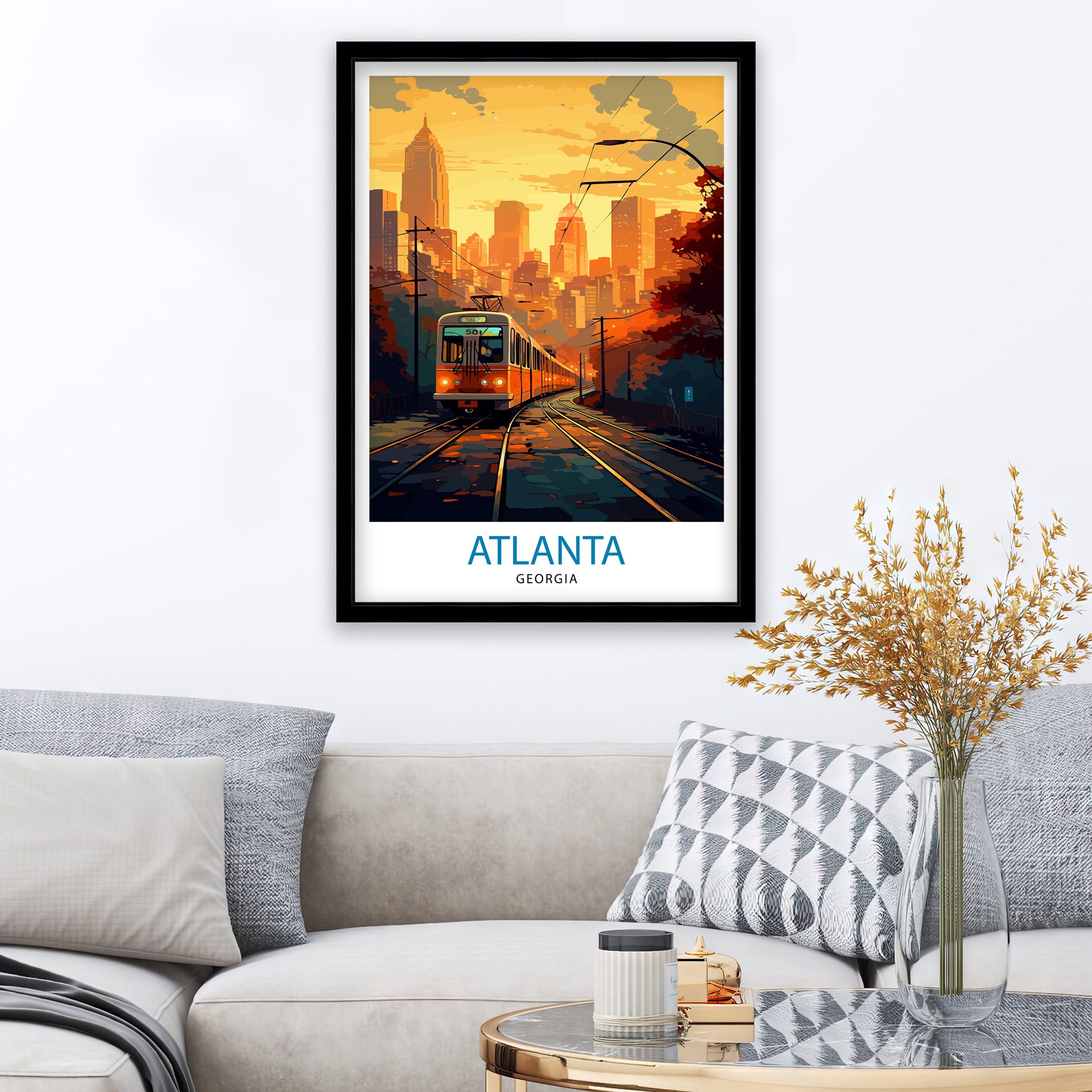 Atlanta Travel Print| Atlanta Wall Art Atlanta Home Atlanta Illustration Travel Poster Georgia Gift Atlanta Skyline Atlanta Georgia