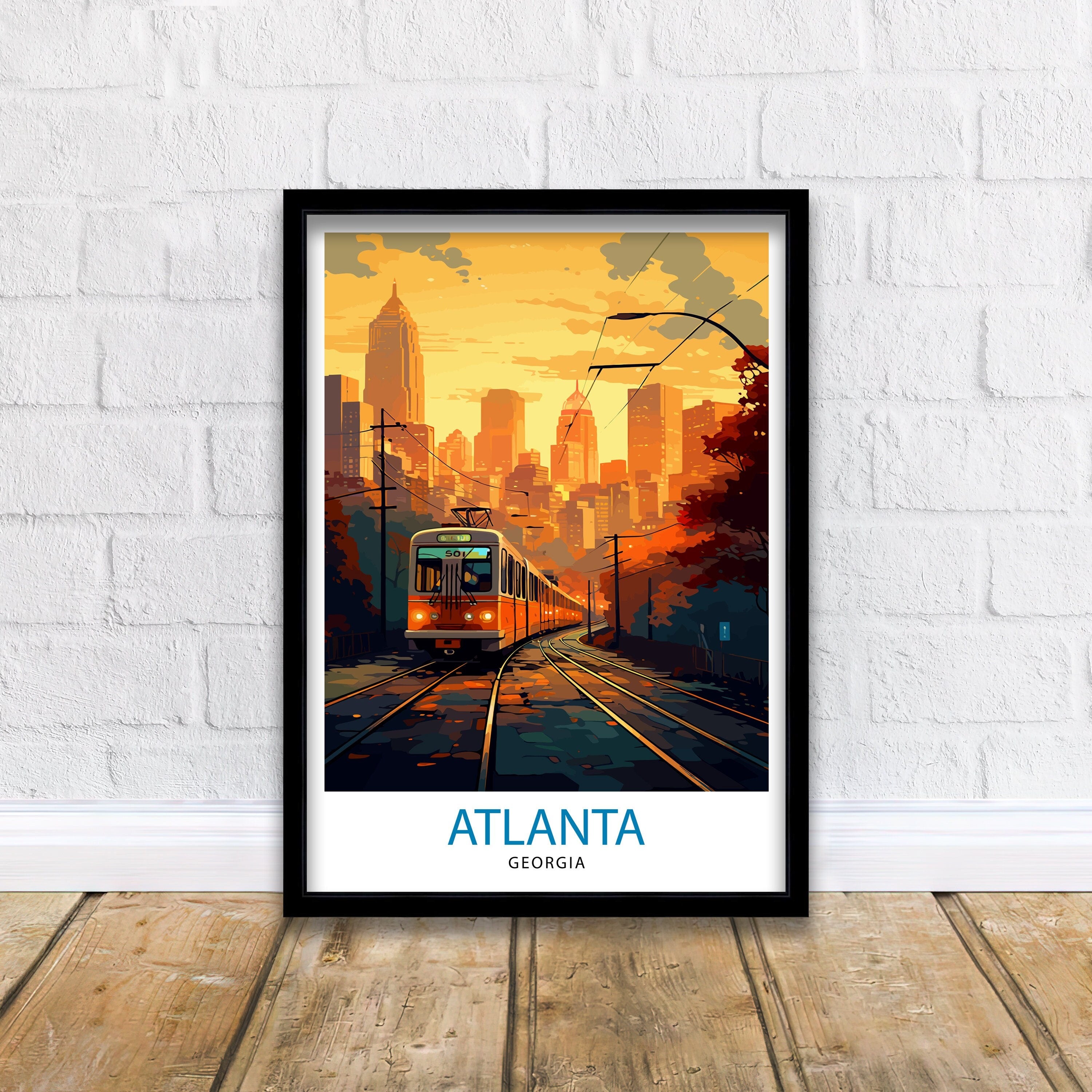 Atlanta Travel Print| Atlanta Wall Art Atlanta Home Atlanta Illustration Travel Poster Georgia Gift Atlanta Skyline Atlanta Georgia