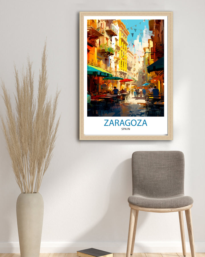 Zaragoza Spain Travel Poster Zaragoza