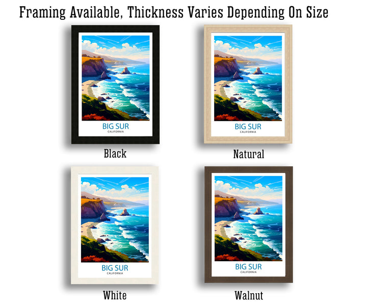 Big Sur California Travel Print| Big Sur Wall Art Big Sur Home Decor California Coastal Landscape Illustration Travel Poster Gift