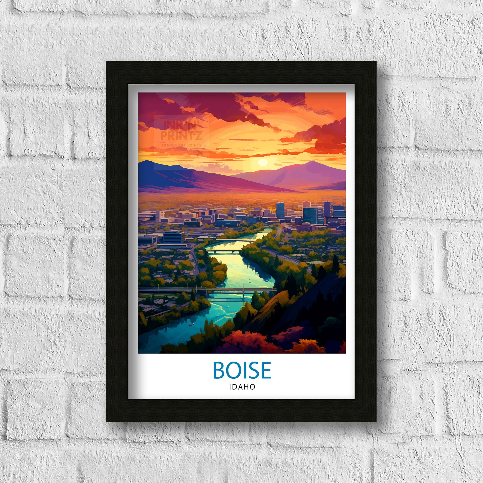 Boise Idaho Travel Print| Boise Wall Decor Boise Poster Idaho Travel Prints Boise Art Print Boise Illustration Boise Wall Art
