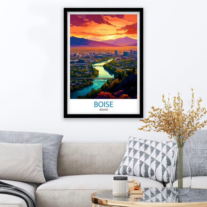 Boise Idaho Travel Print| Boise Wall Decor Boise Poster Idaho Travel Prints Boise Art Print Boise Illustration Boise Wall Art
