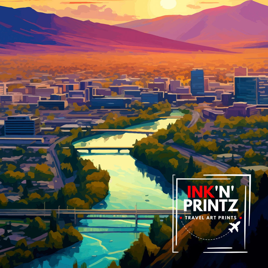 Boise Idaho Travel Print| Boise Wall Decor Boise Poster Idaho Travel Prints Boise Art Print Boise Illustration Boise Wall Art