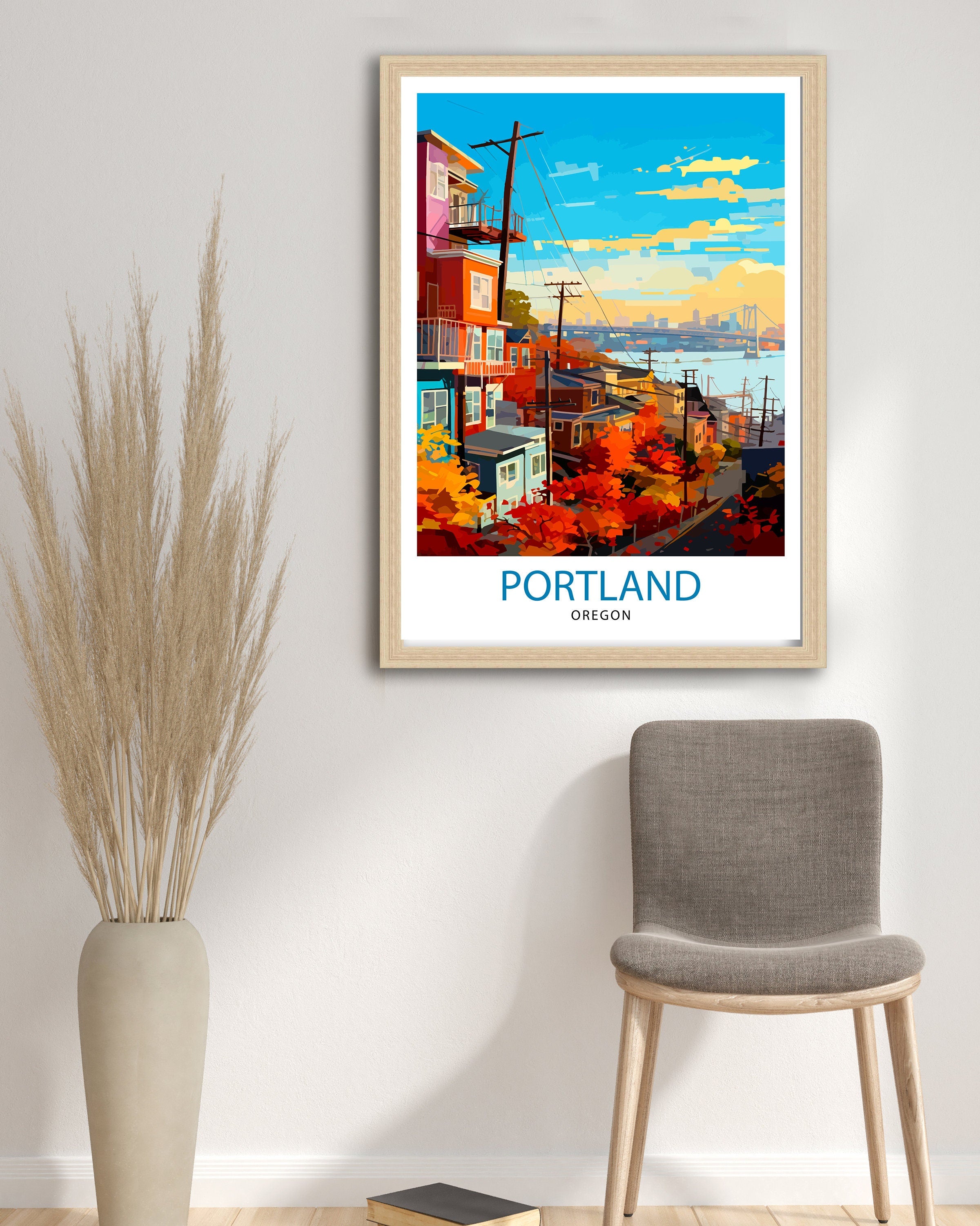 Portland Oregon Travel Print| Portland Wall Decor Portland Home Living Decor Portland Oregon Illustration Travel Poster Gift for Portland