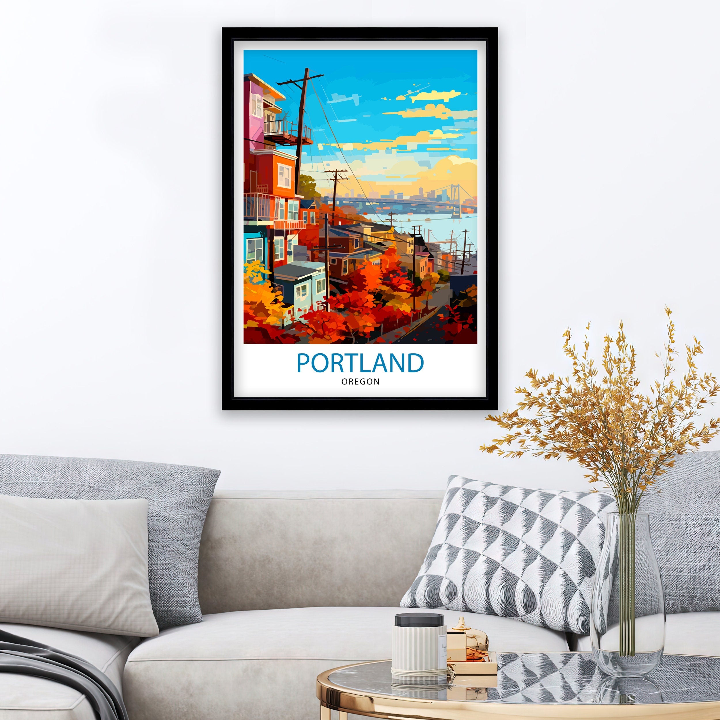 Portland Oregon Travel Print| Portland Wall Decor Portland Home Living Decor Portland Oregon Illustration Travel Poster Gift for Portland
