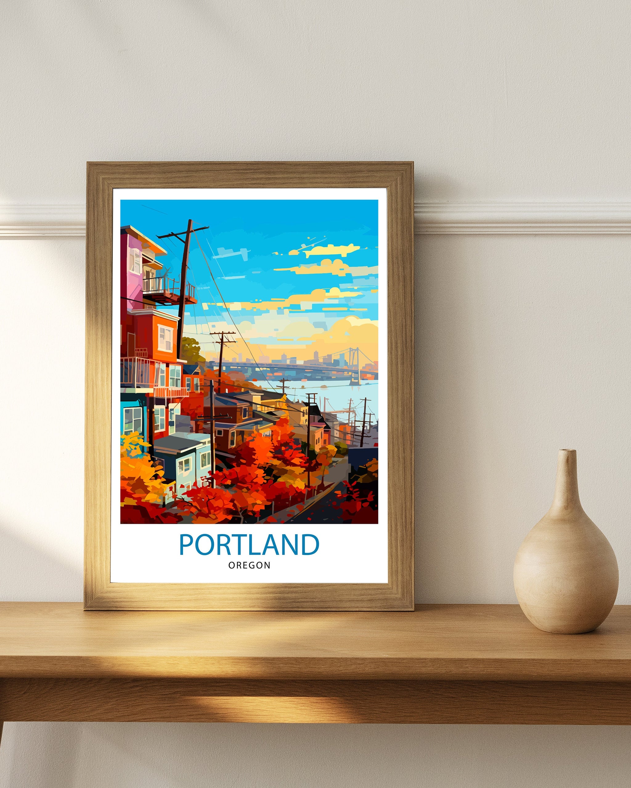 Portland Oregon Travel Print| Portland Wall Decor Portland Home Living Decor Portland Oregon Illustration Travel Poster Gift for Portland