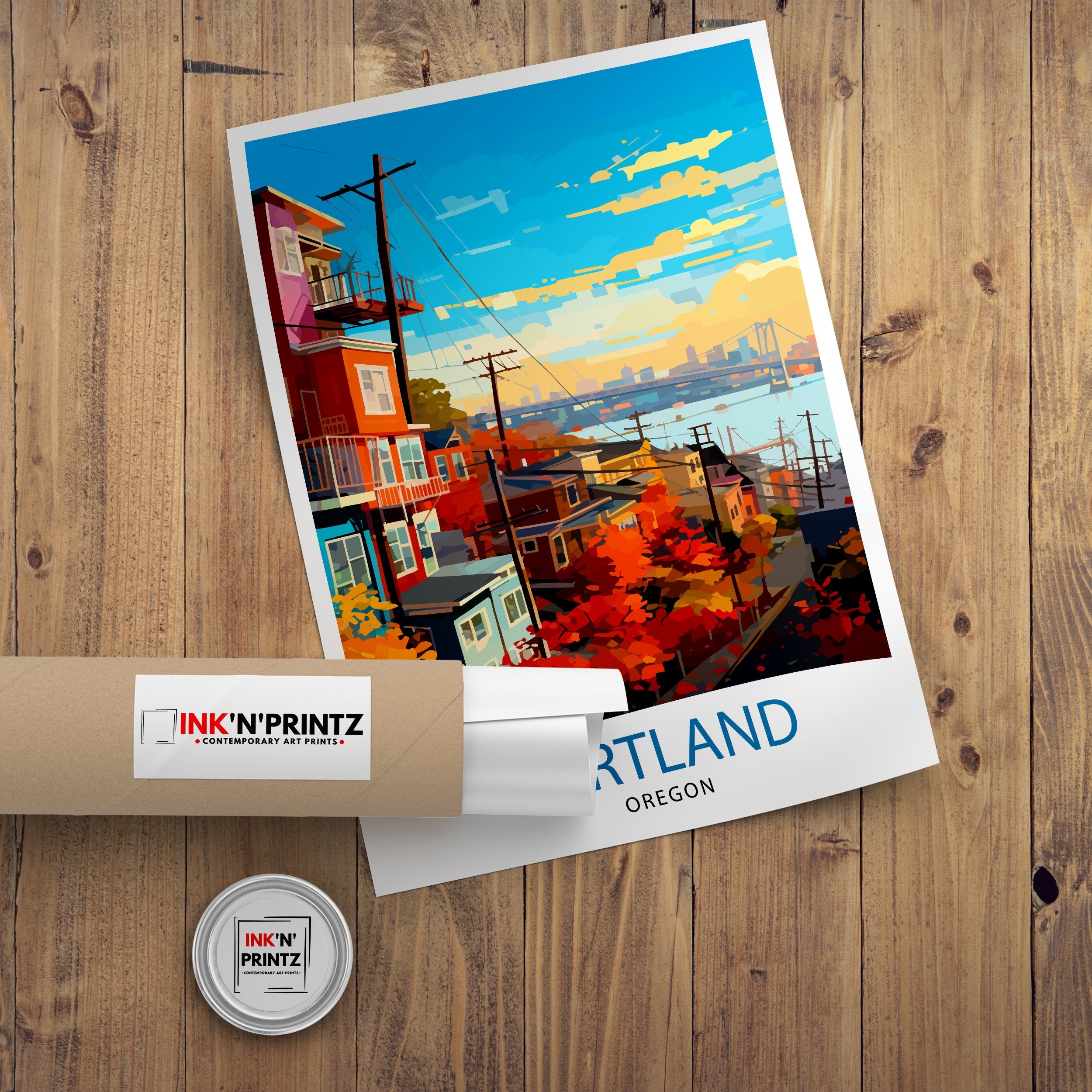 Portland Oregon Travel Print| Portland Wall Decor Portland Home Living Decor Portland Oregon Illustration Travel Poster Gift for Portland
