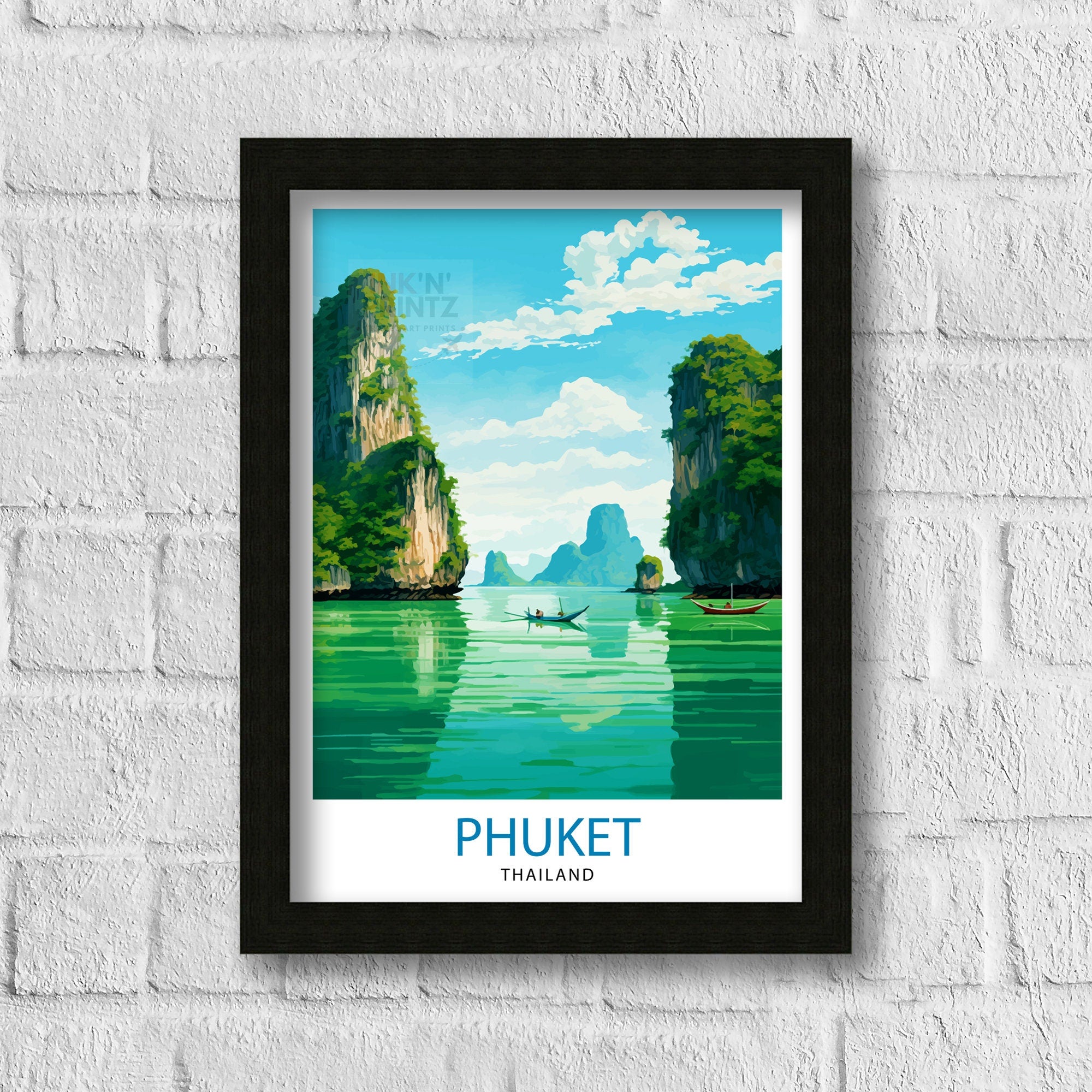 Phuket Thailand Travel Print Tropical Paradise Wall Decor Phuket Island Poster Thailand Travel Prints Beach Art Print Phuket Illustration