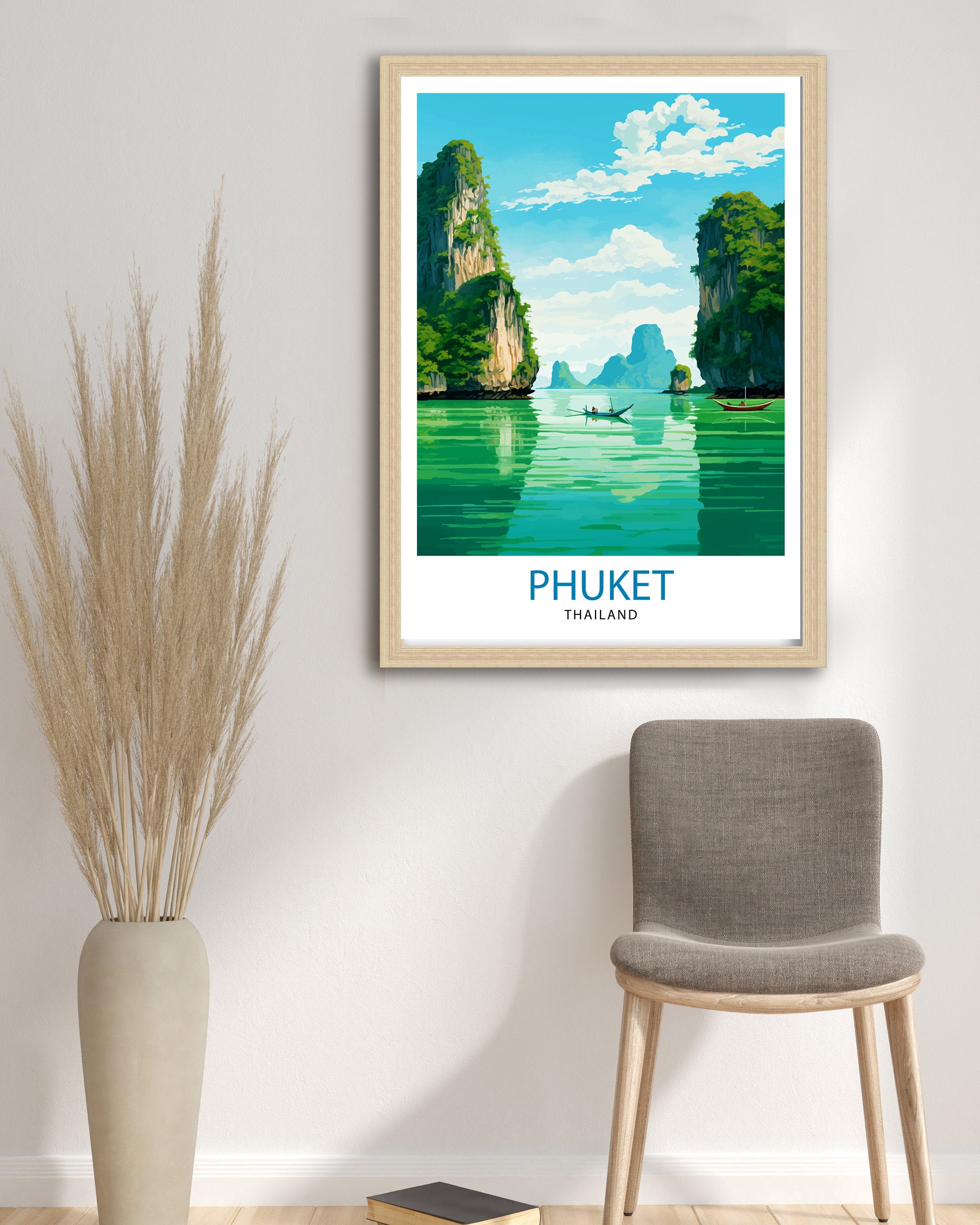 Phuket Thailand Travel Print Tropical Paradise Wall Decor Phuket Island Poster Thailand Travel Prints Beach Art Print Phuket Illustration