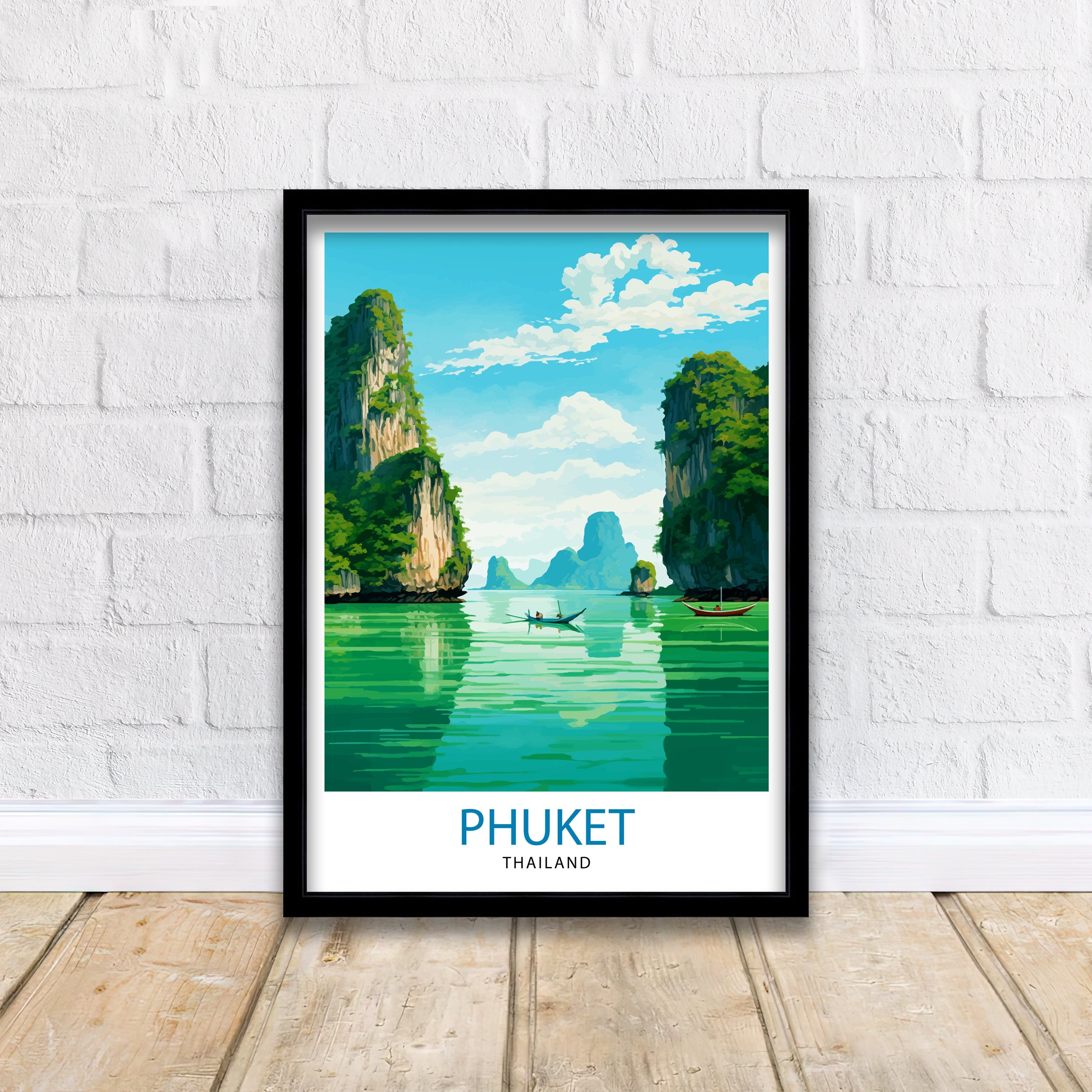 Phuket Thailand Travel Print Tropical Paradise Wall Decor Phuket Island Poster Thailand Travel Prints Beach Art Print Phuket Illustration