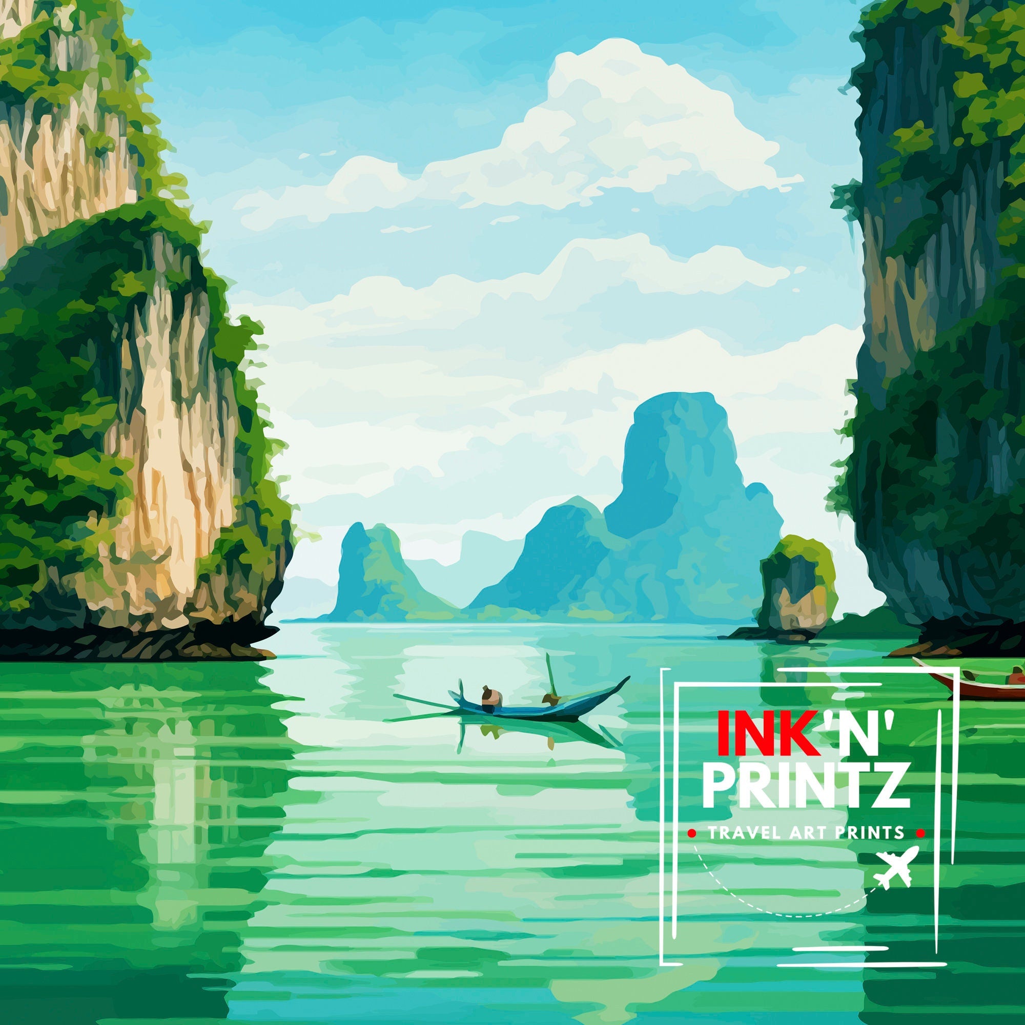 Phuket Thailand Travel Print Tropical Paradise Wall Decor Phuket Island Poster Thailand Travel Prints Beach Art Print Phuket Illustration