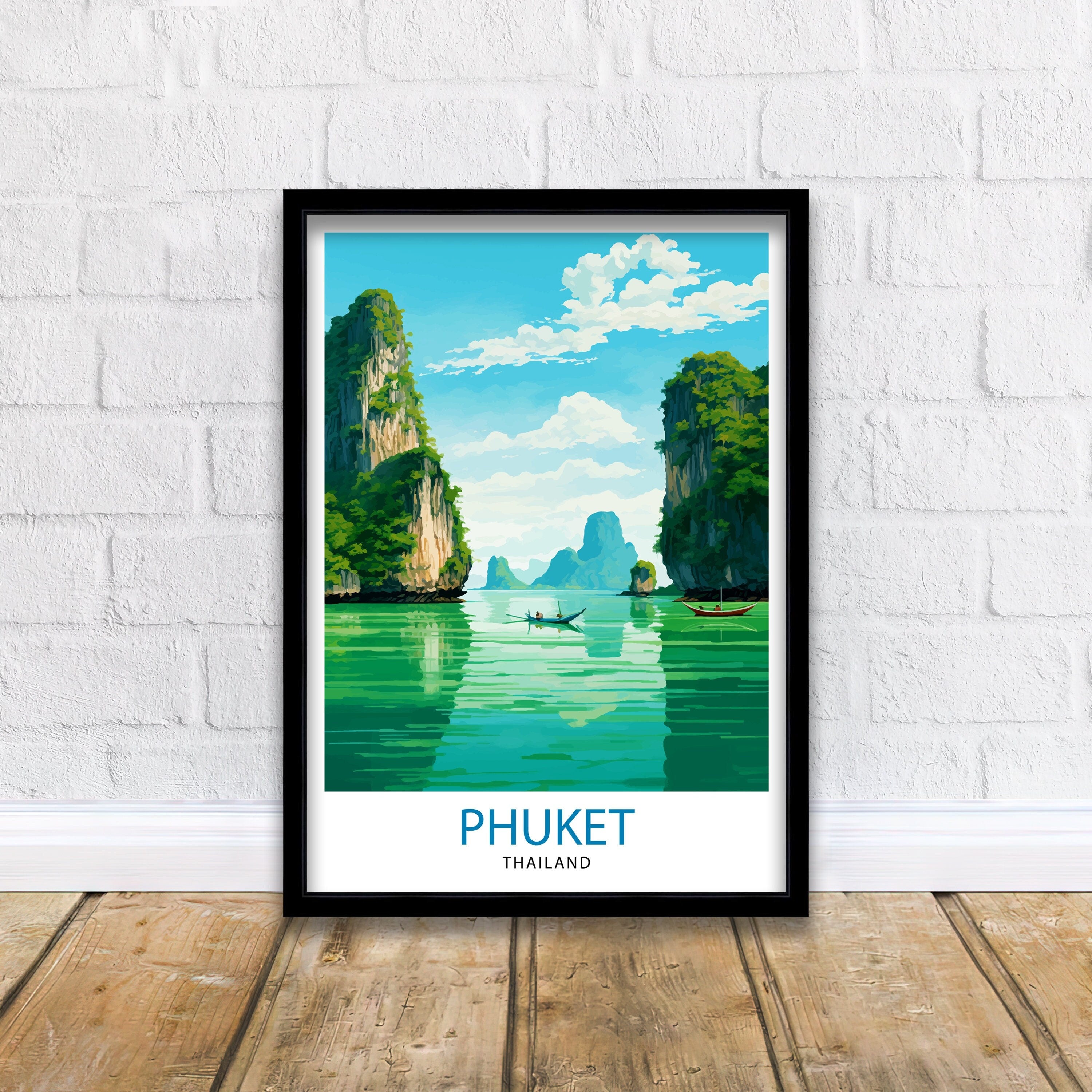 Phuket Thailand Travel Print Tropical Paradise Wall Decor Phuket Island Poster Thailand Travel Prints Beach Art Print Phuket Illustration
