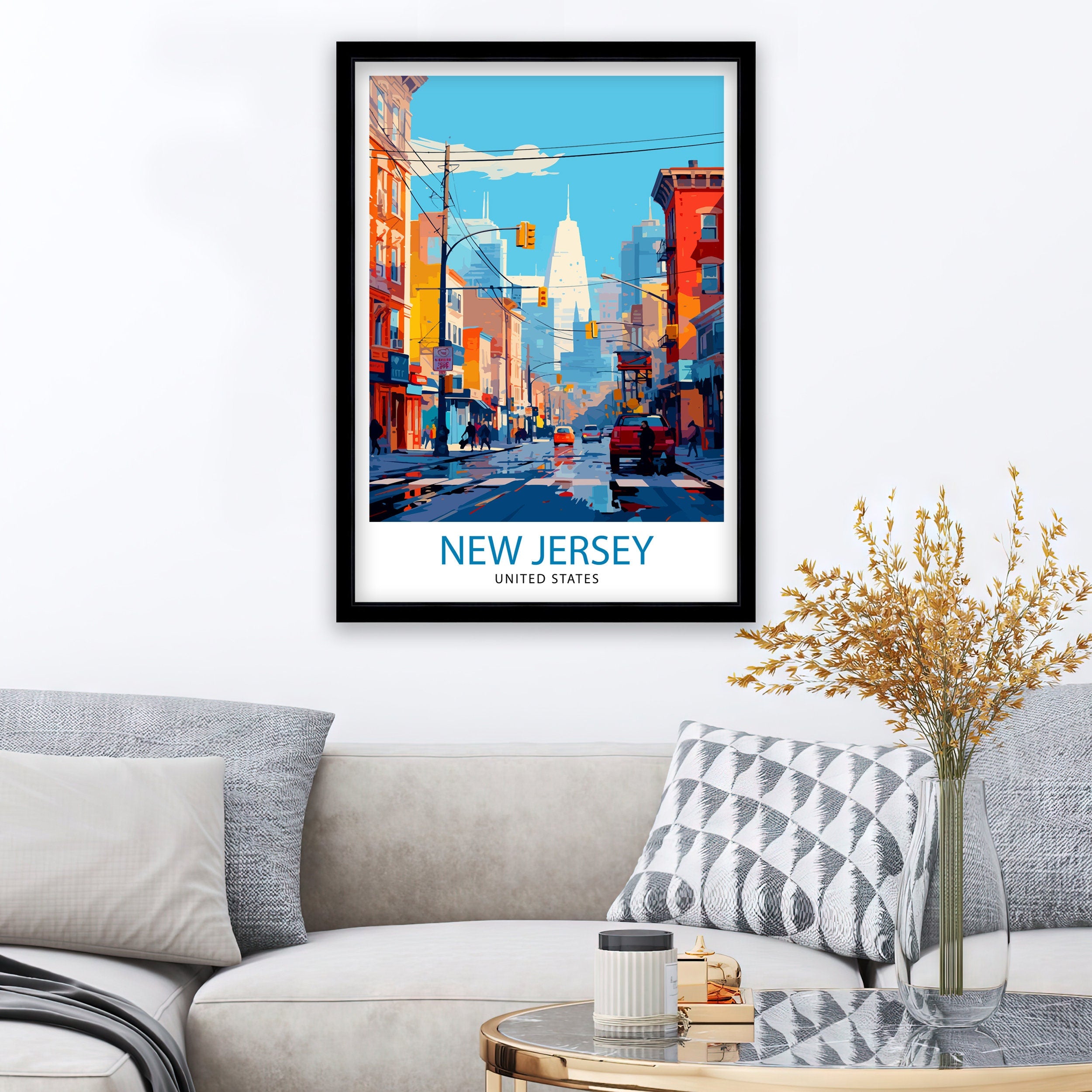New Jersey US Travel Print| New Jersey Wall Decor New Jersey Poster US Travel Prints New Jersey Art Print New Jersey Illustration New Jersey