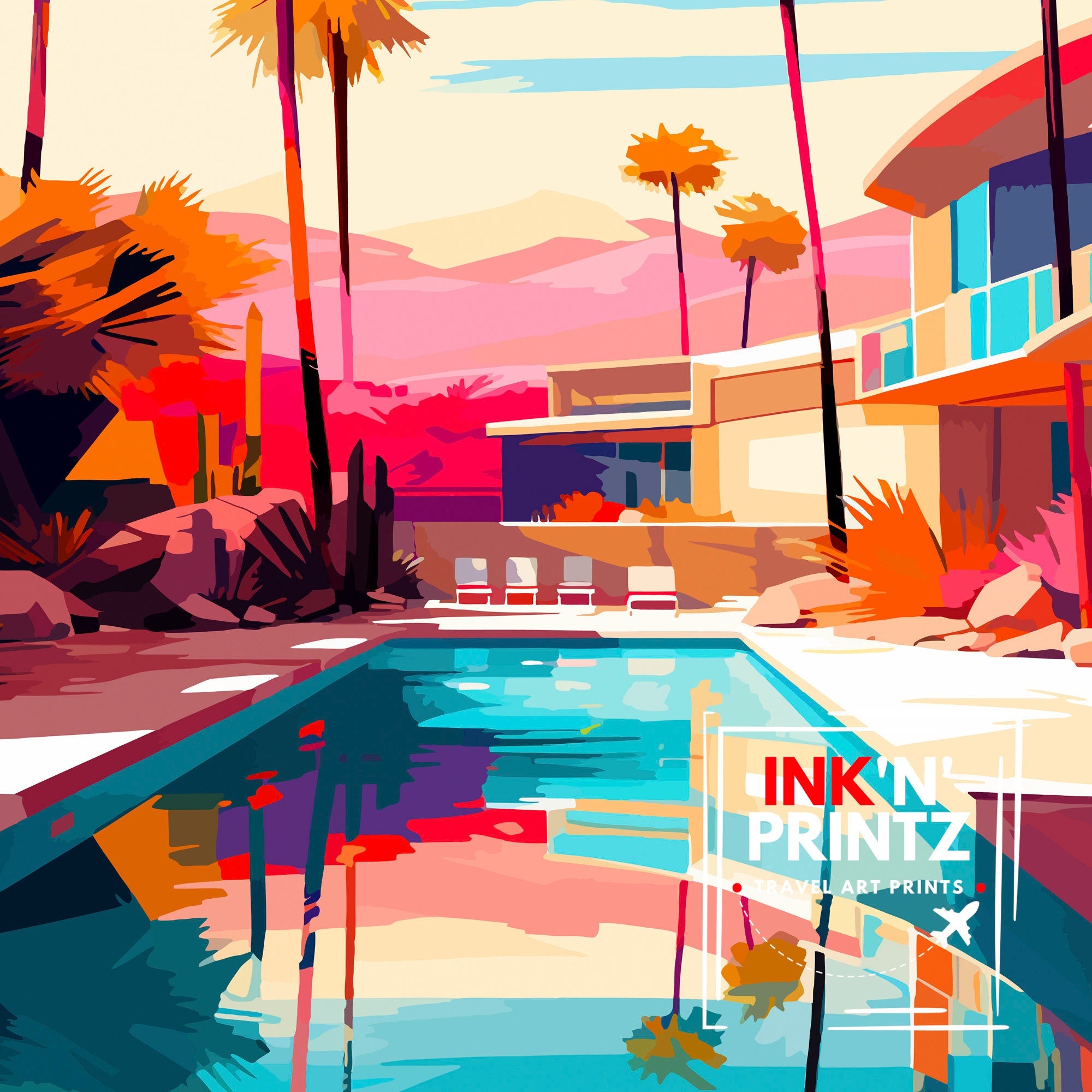 Palm Springs California Travel Print| Palm Springs Wall Art Palm Springs Home Decor Palm Springs Travel Poster Palm Springs Art Print