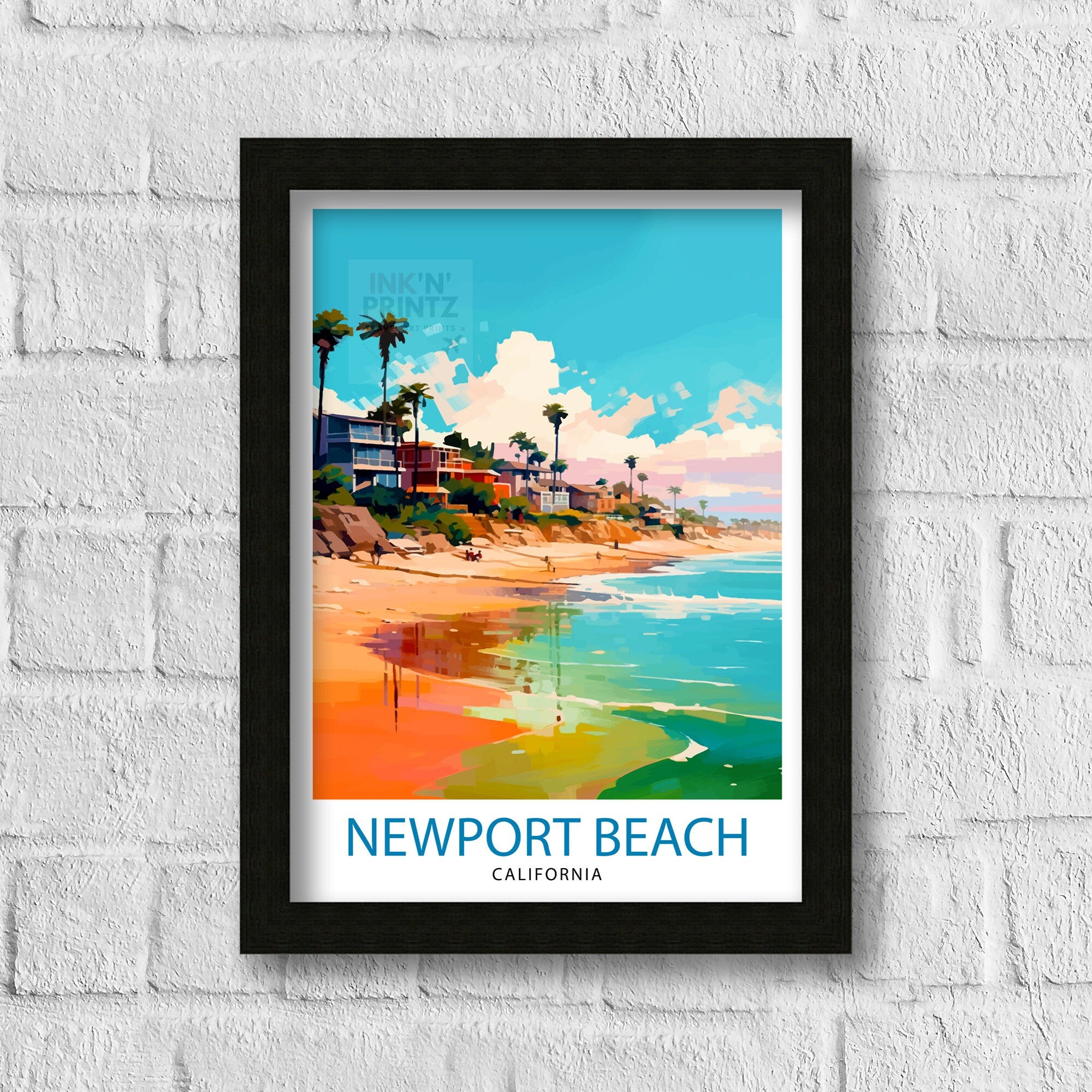 Newport Beach California Travel Print Newport Beach Wall Decor Newport Beach Home Living Decor Newport Beach California Illustration travel