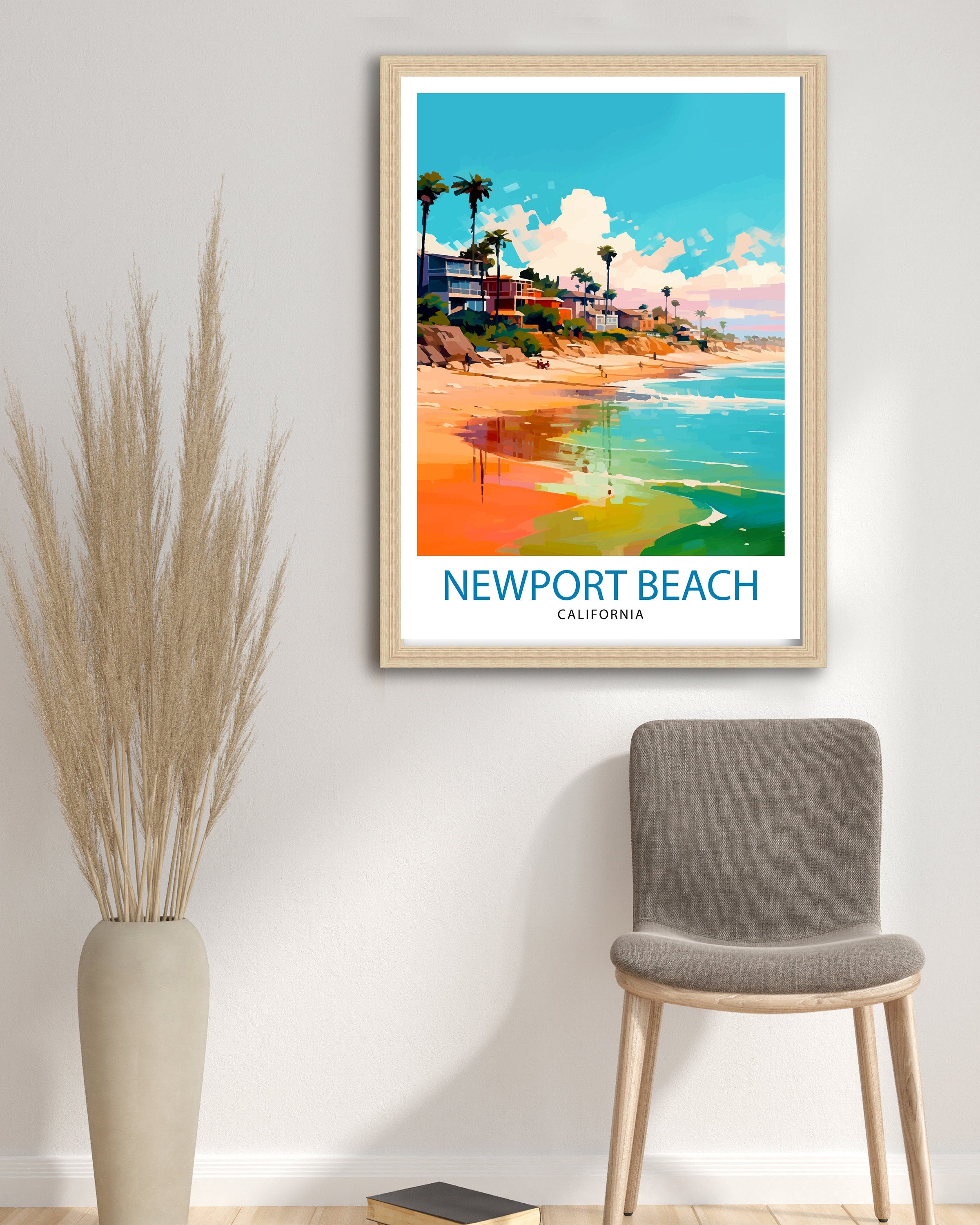 Newport Beach California Travel Print Newport Beach Wall Decor Newport Beach Home Living Decor Newport Beach California Illustration travel