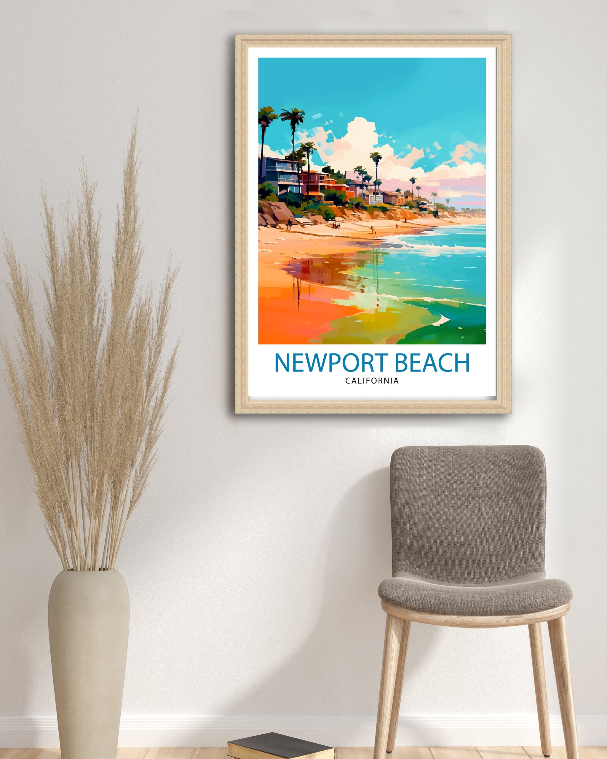 Newport Beach California Travel Print Newport Beach Wall Decor Newport Beach Home Living Decor Newport Beach California Illustration travel