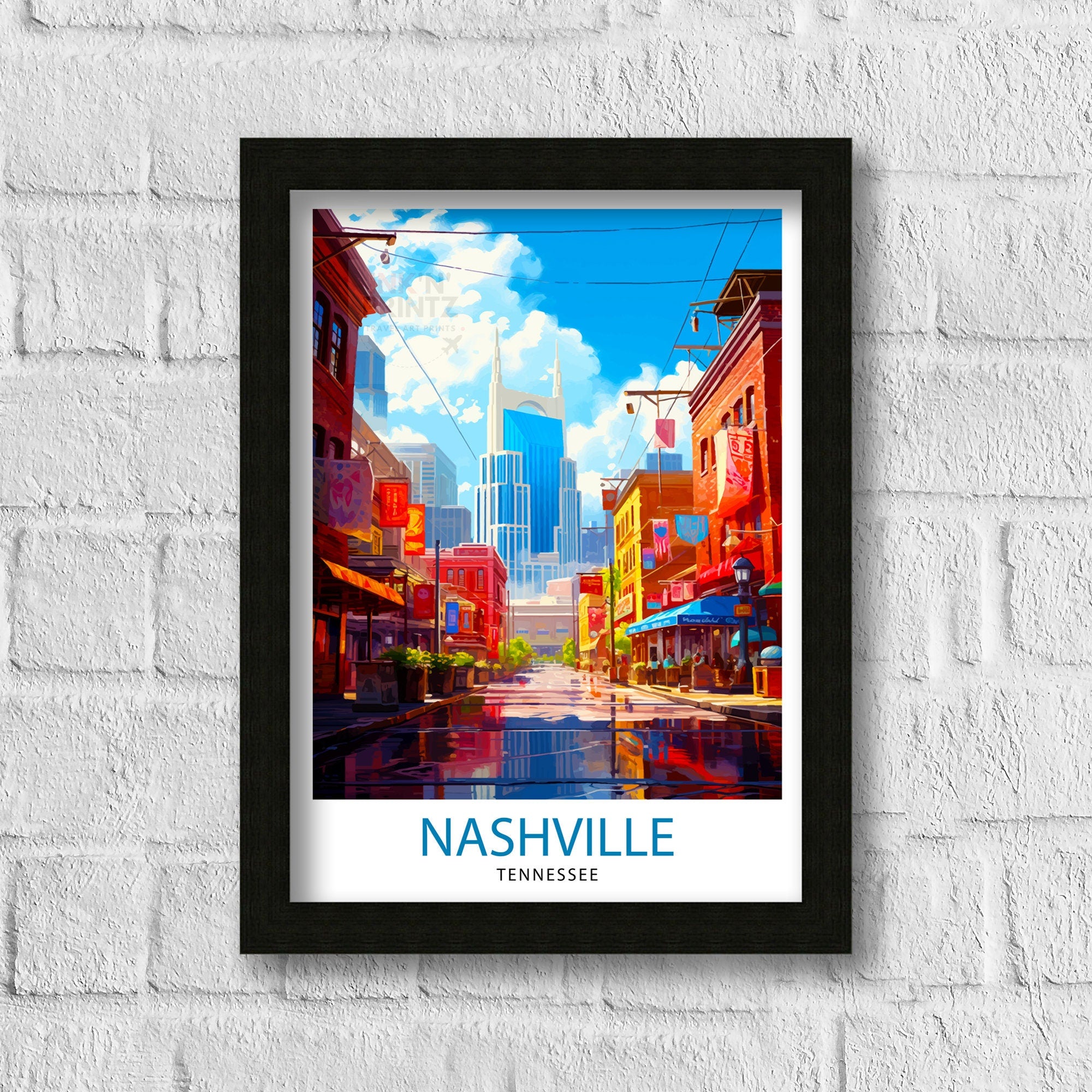 Nashville Travel Print| Nashville Wall Art Nashville Poster Music City Decor Tennessee Print Nashville Illustration Travel Poster Nashville