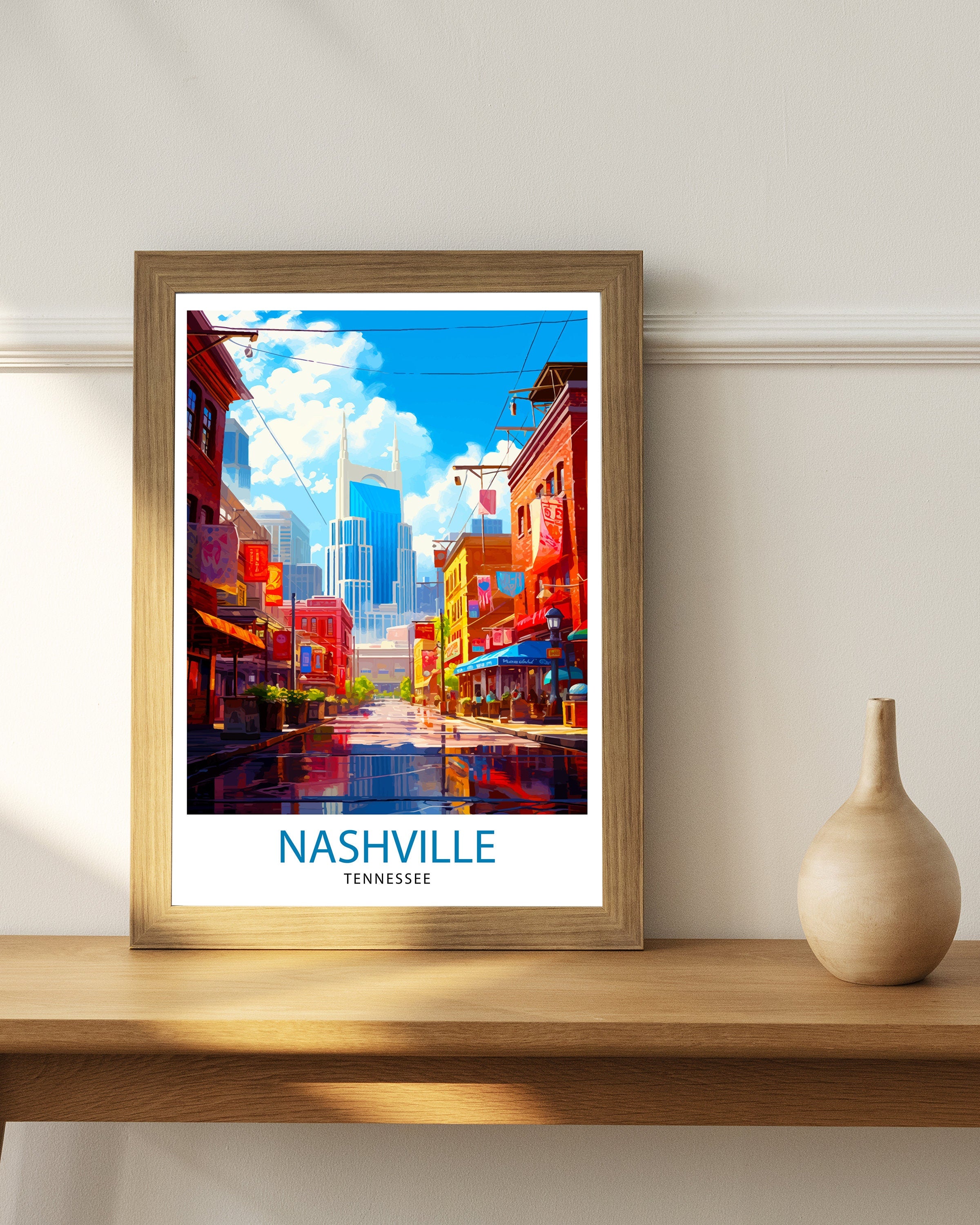 Nashville Travel Print| Nashville Wall Art Nashville Poster Music City Decor Tennessee Print Nashville Illustration Travel Poster Nashville