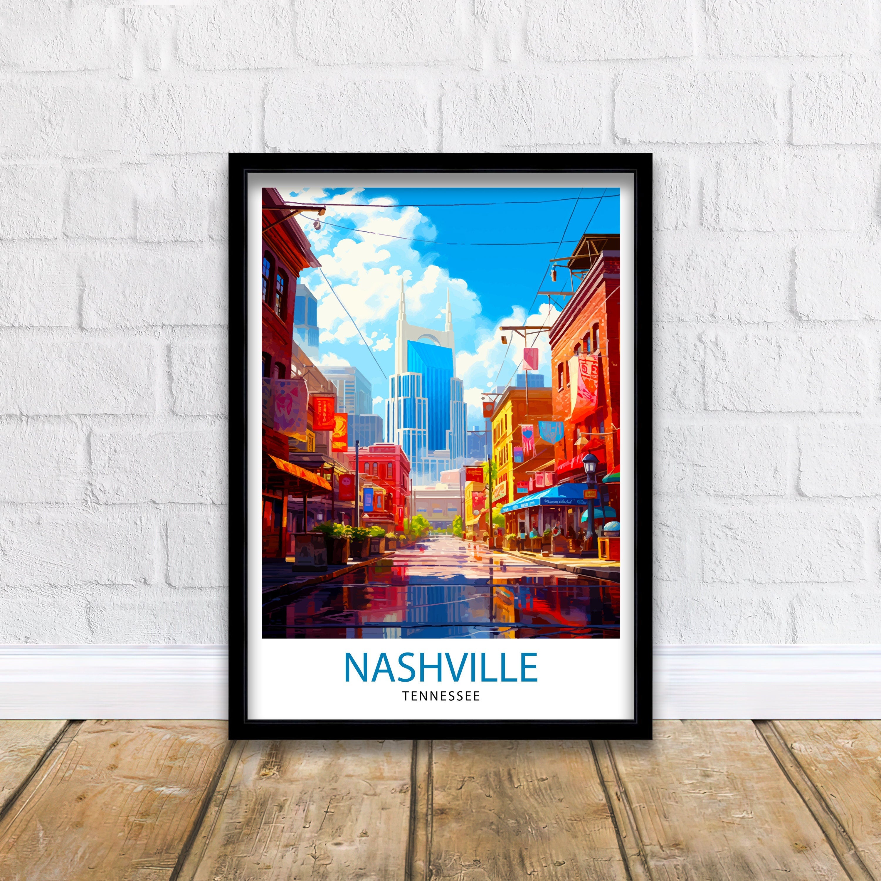 Nashville Travel Print| Nashville Wall Art Nashville Poster Music City Decor Tennessee Print Nashville Illustration Travel Poster Nashville